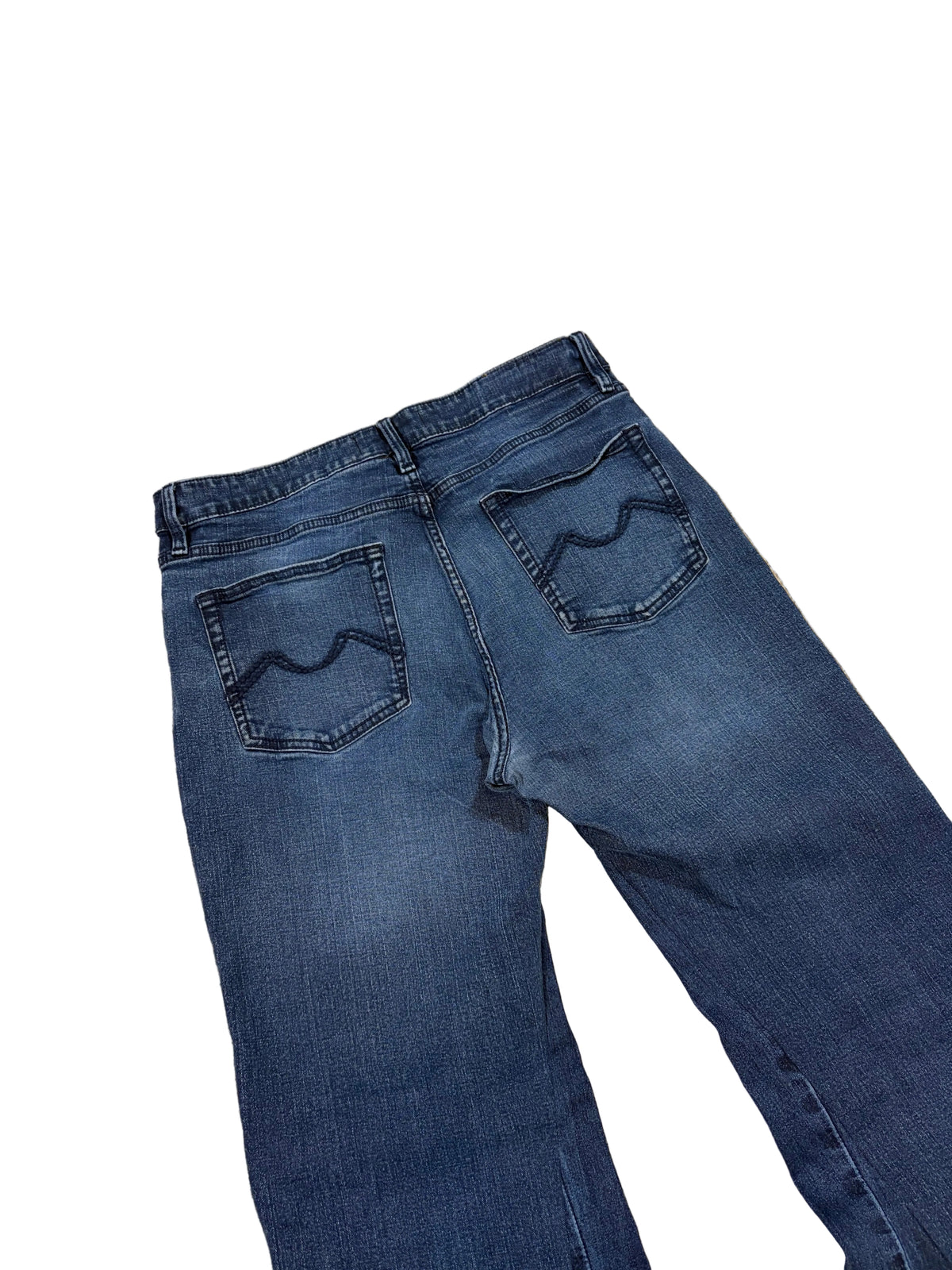1of1 navy baggy bootcut jeans. Size: 34x32