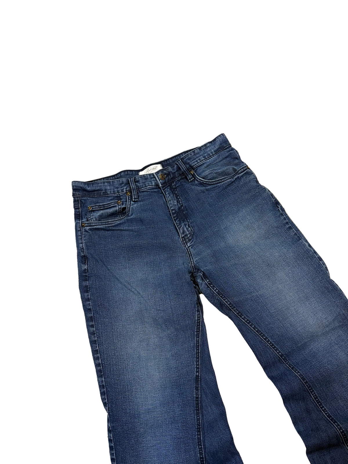1of1 navy baggy bootcut jeans. Size: 34x32