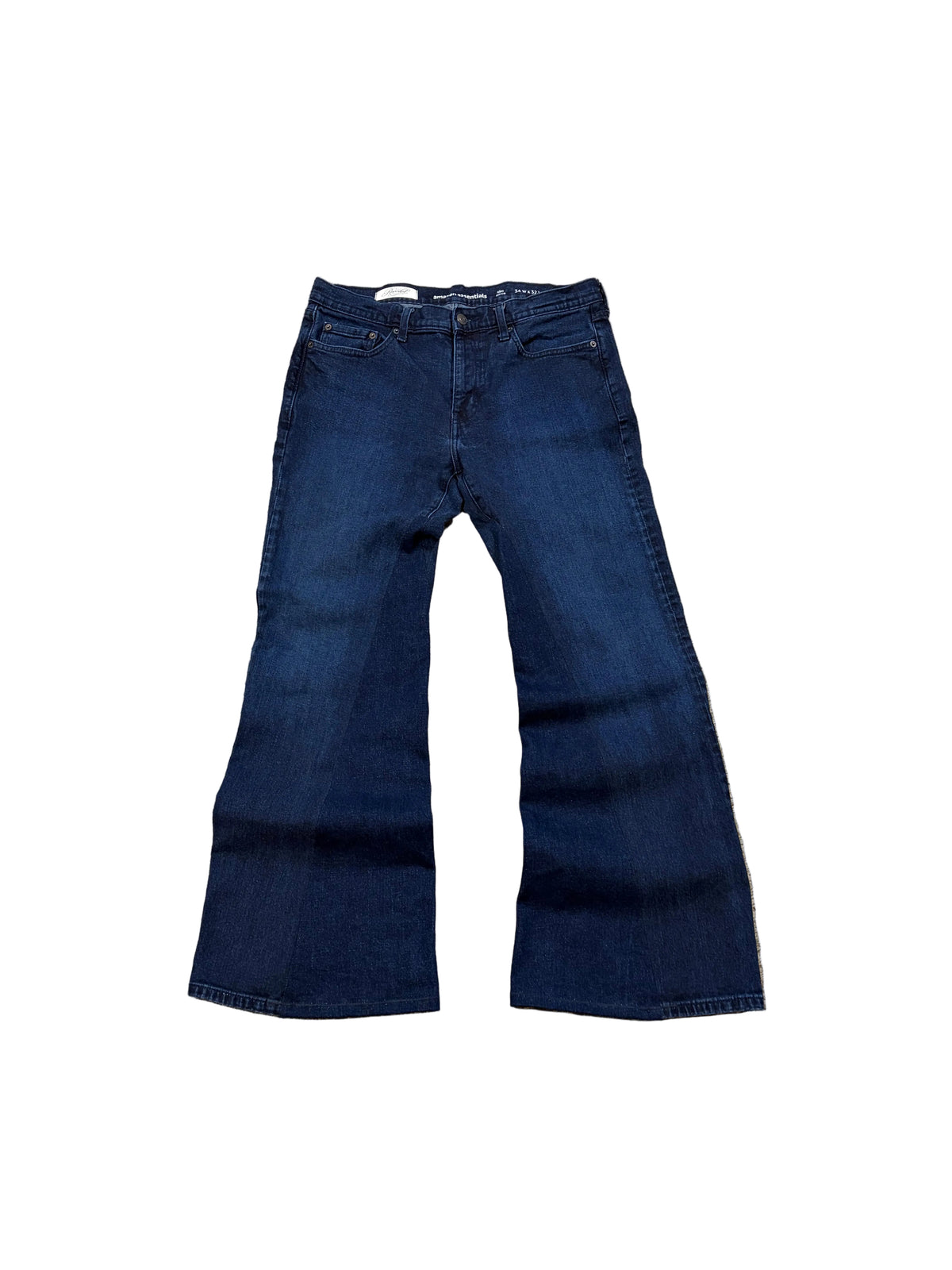 Dark blue flared jeans. Size: 34x32