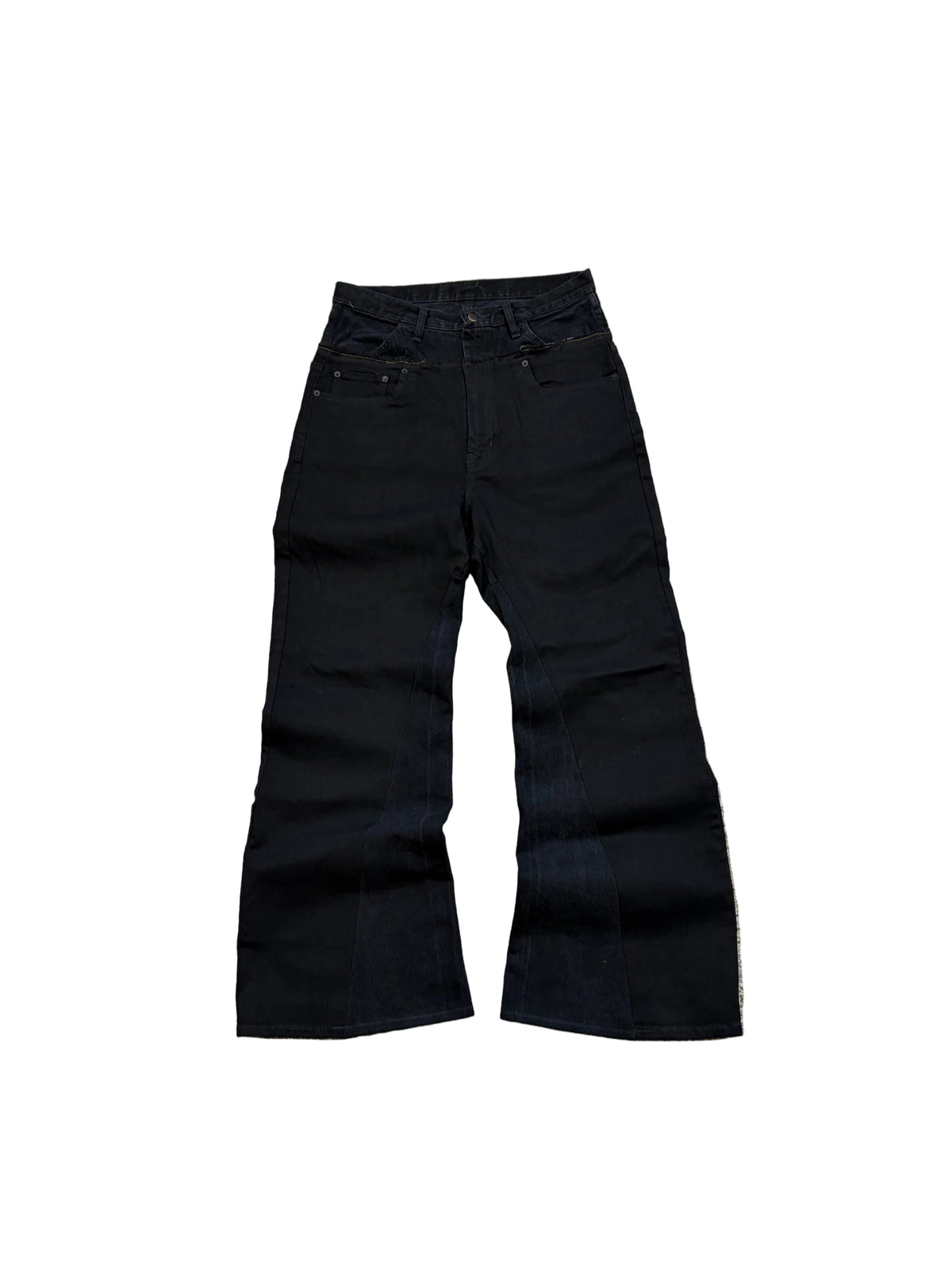 1of1 jet black baggy double waist jeans. Size: 32x32