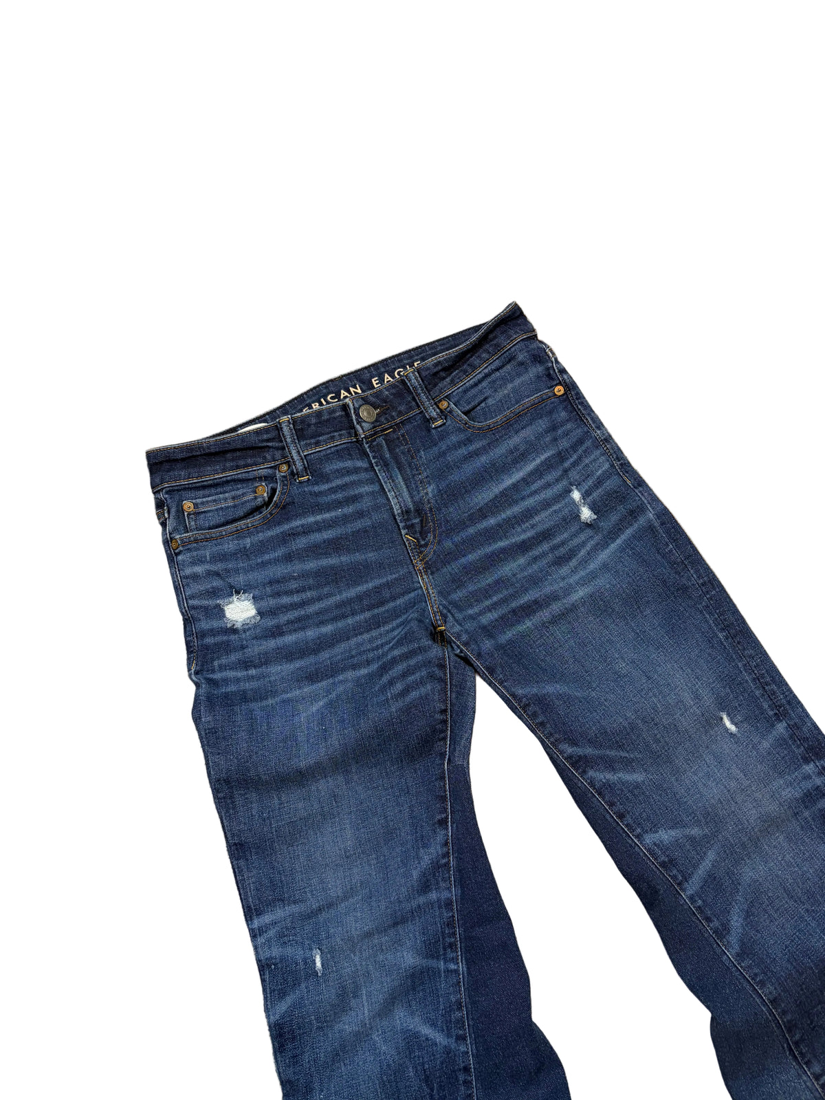 Dark blue bootcut jeans. Size: 32x34
