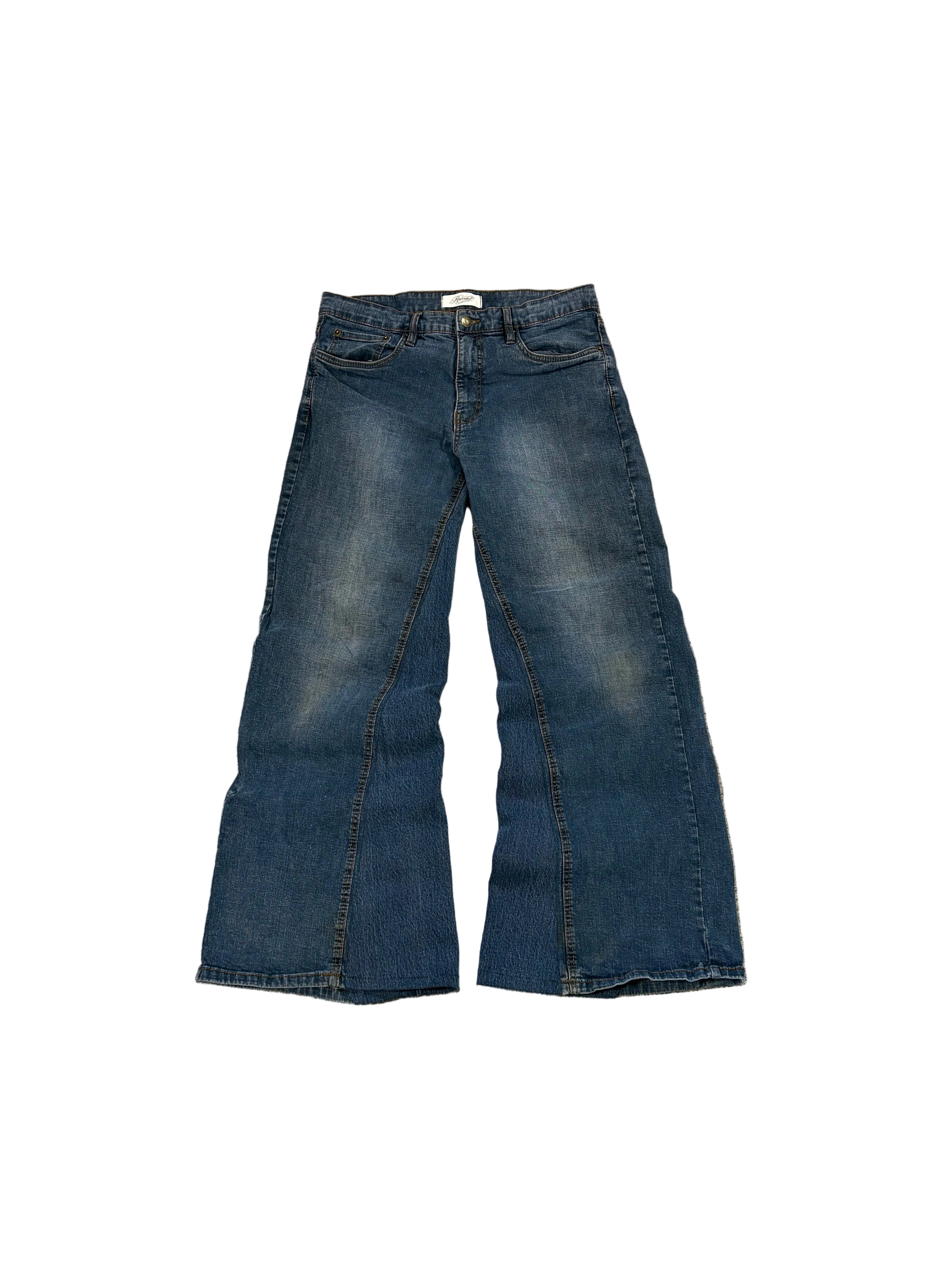 1of1 vintage blue wide leg jeans. Size: 34x32