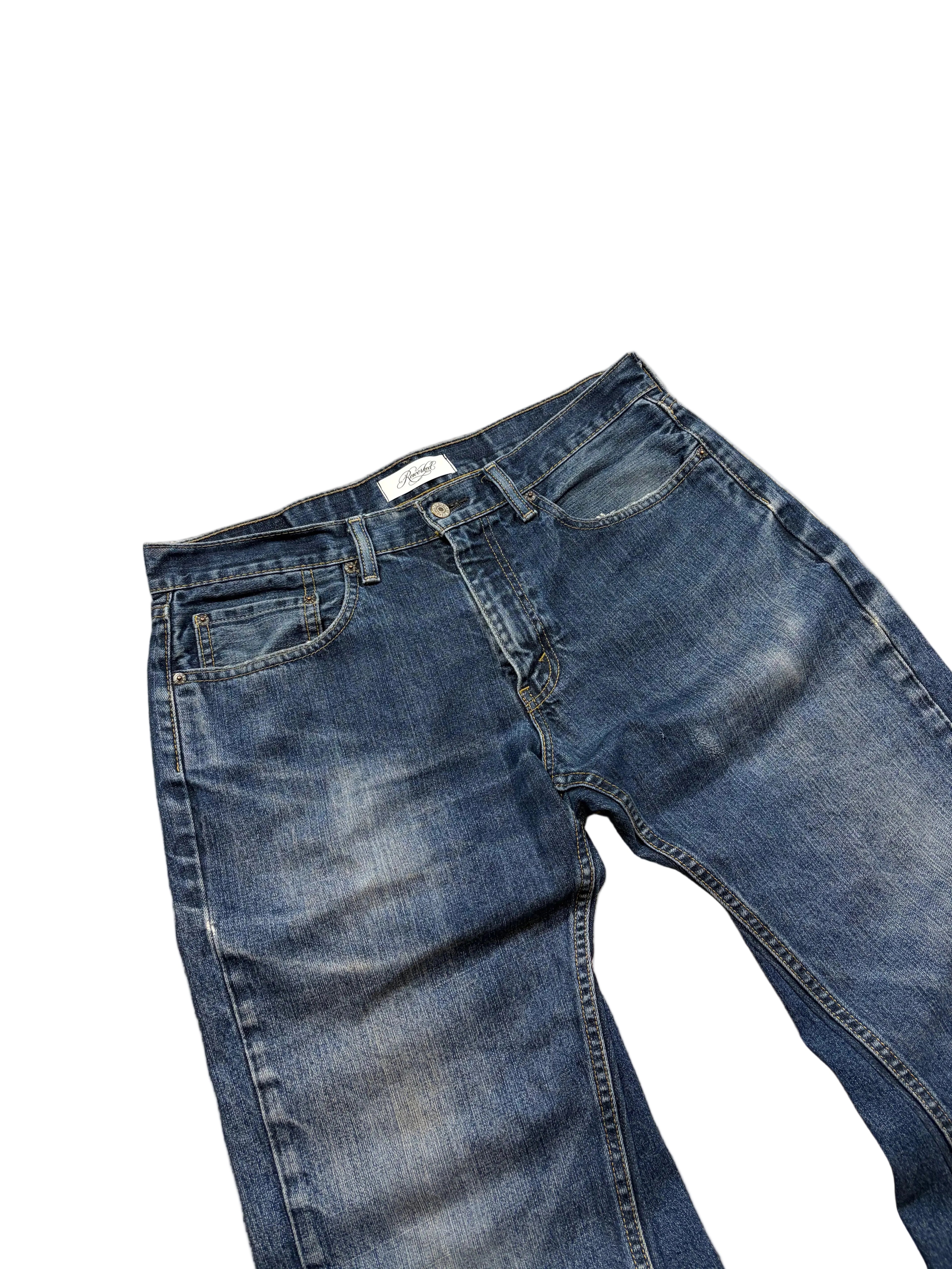 Vintage blue baggy flared jeans. Size: 34x34