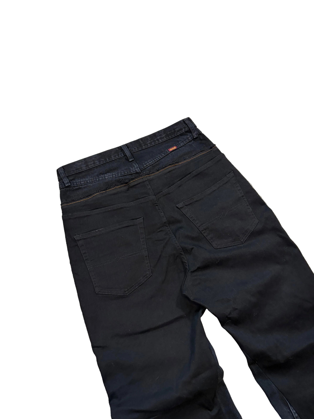 1of1 jet black baggy double waist jeans. Size: 32x32