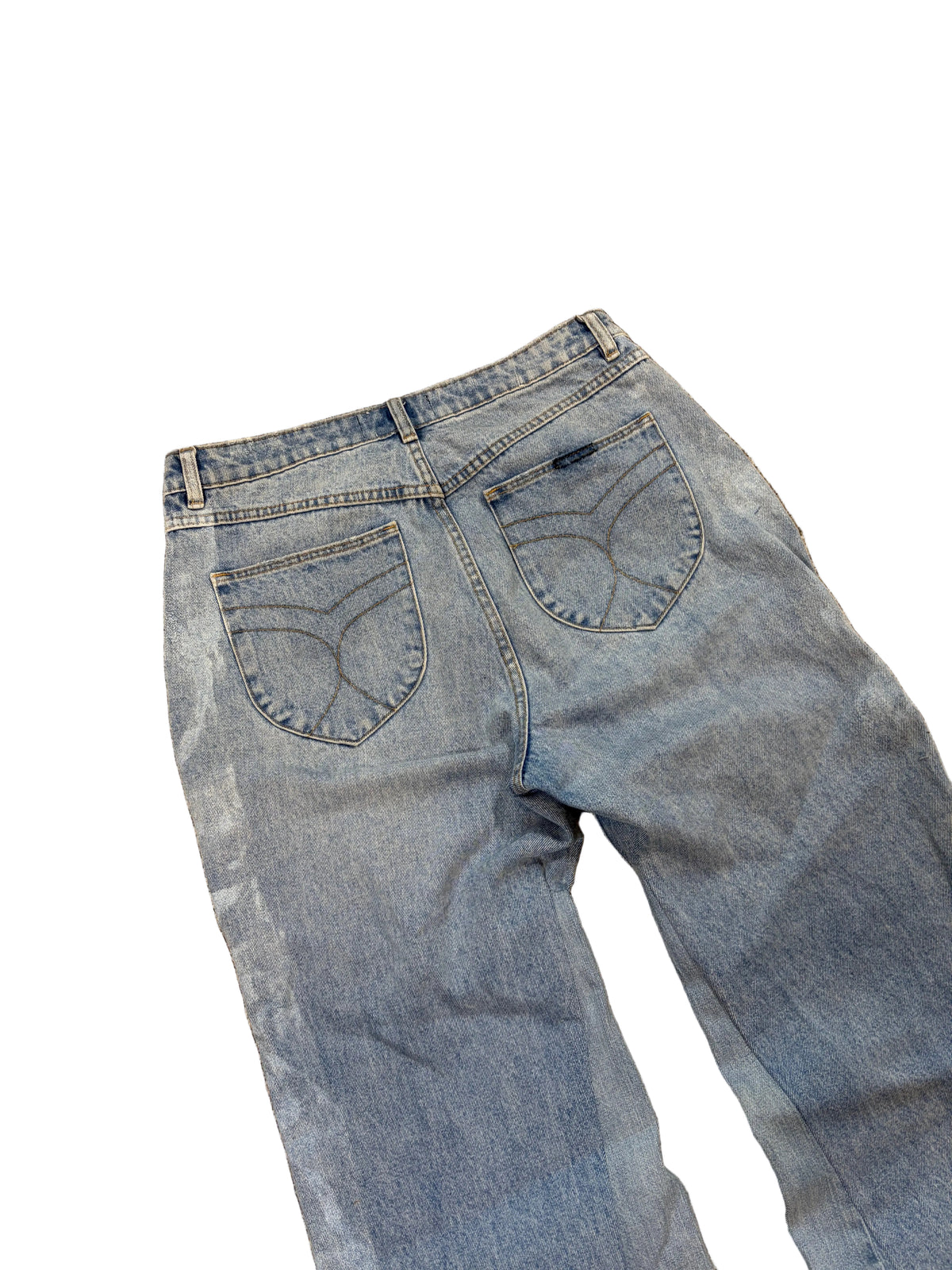 Light blue painted baggy jeans. Size: 31x32