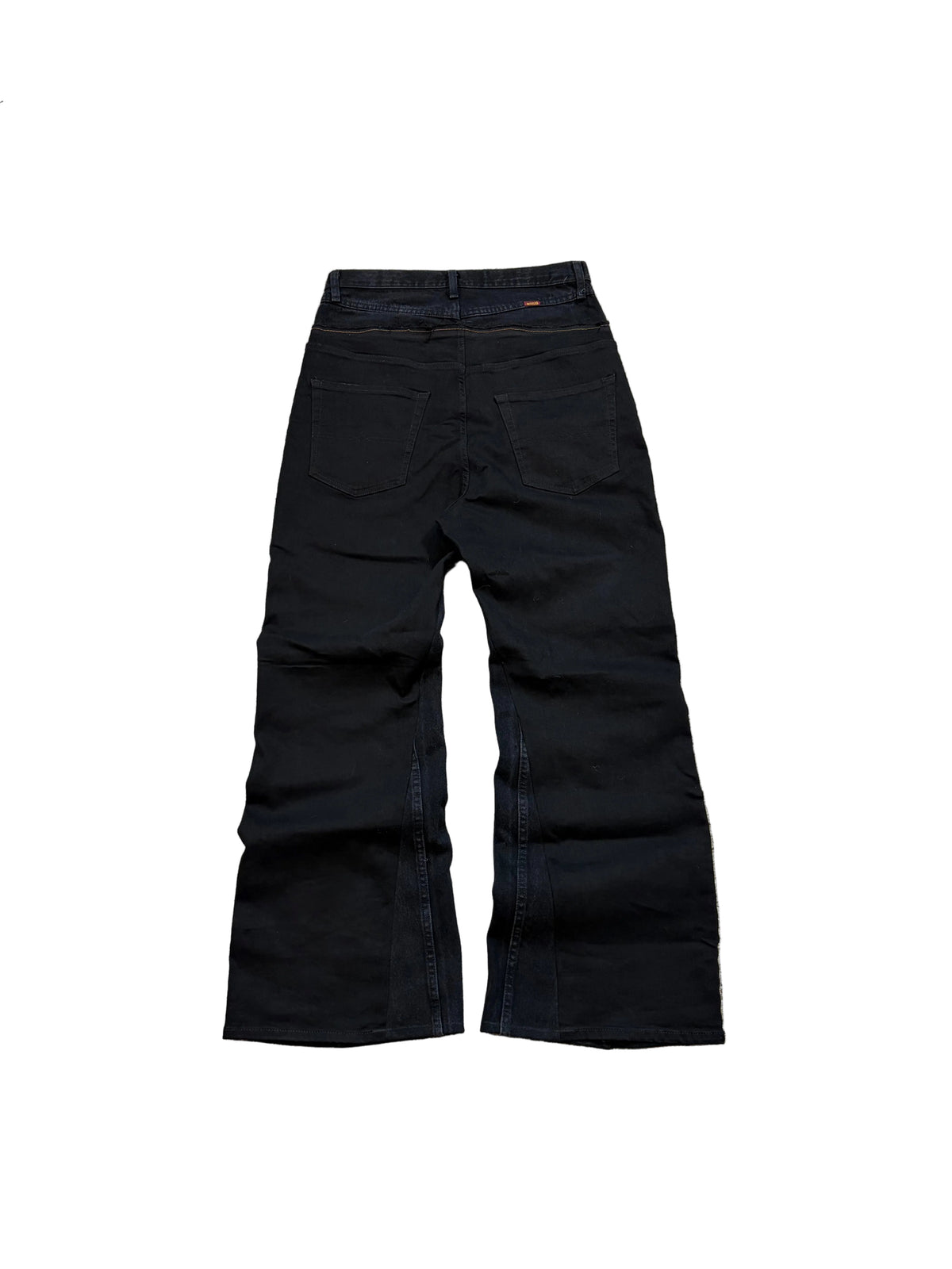 1of1 jet black baggy double waist jeans. Size: 32x32