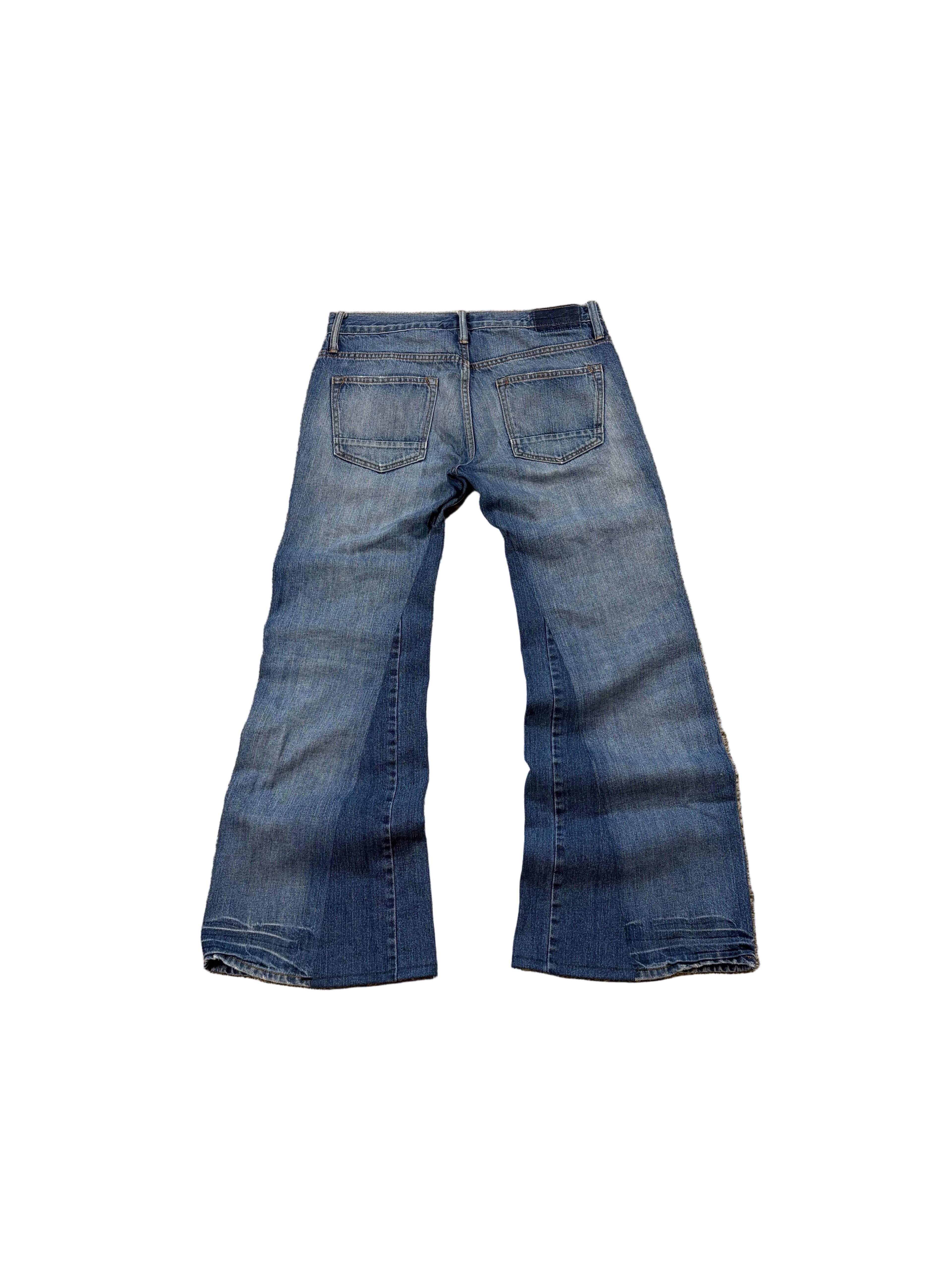 1of1 blue washed flared jeans. Size: 31x32