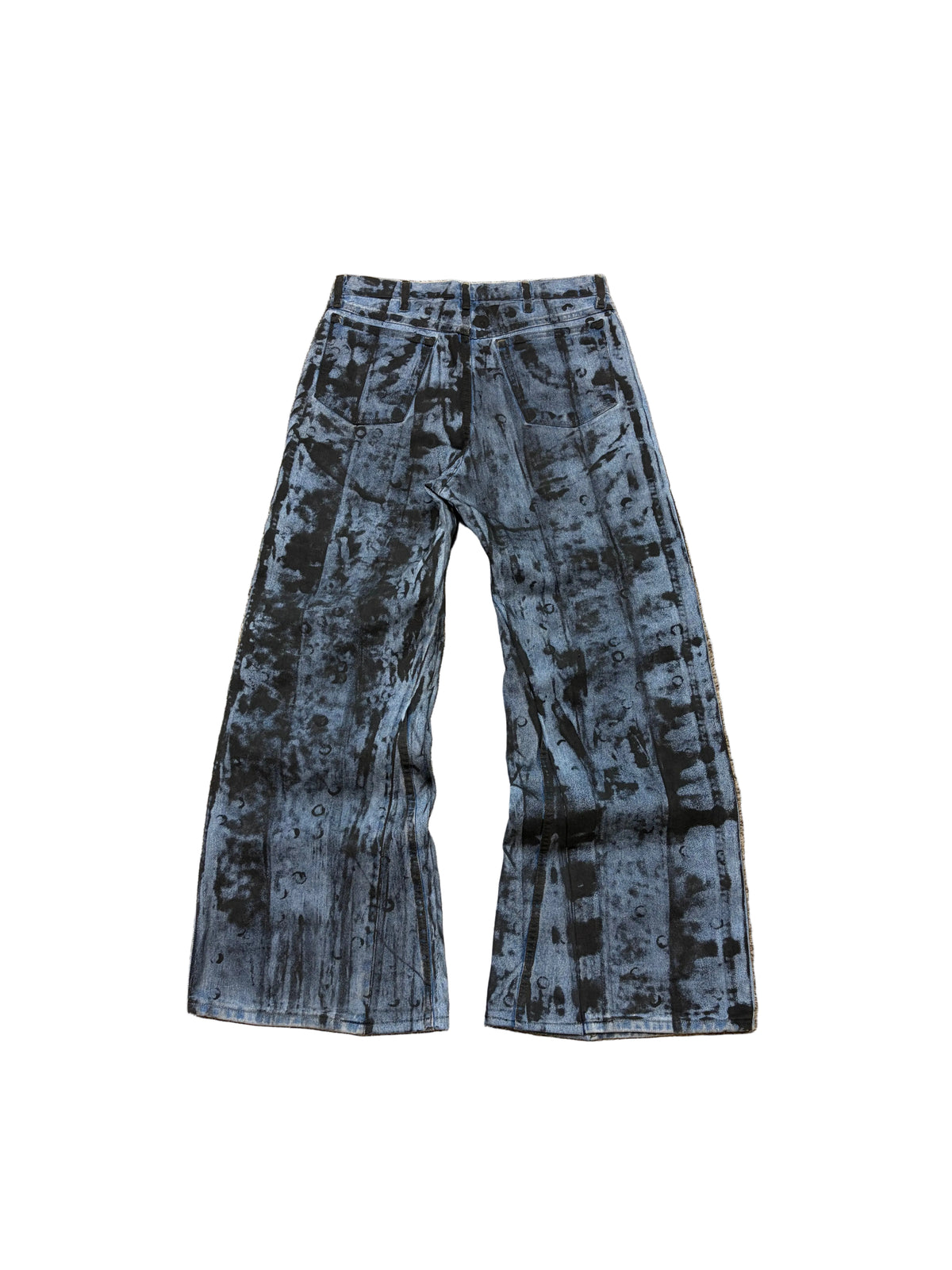 1of1 blue painted baggy jeans. Size: 34x32