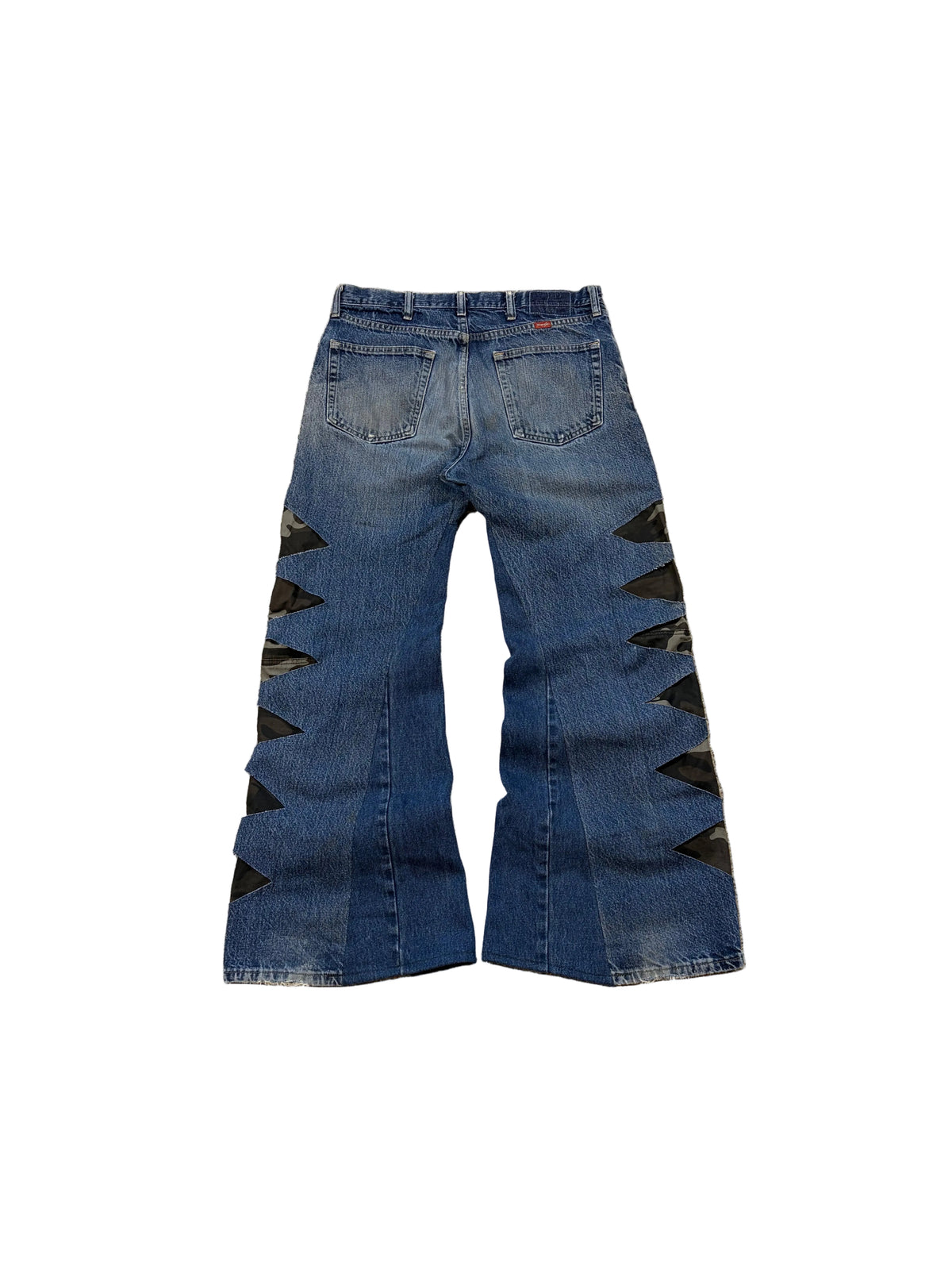 1of1 washed blue camo distressed jeans. Size: 34x32