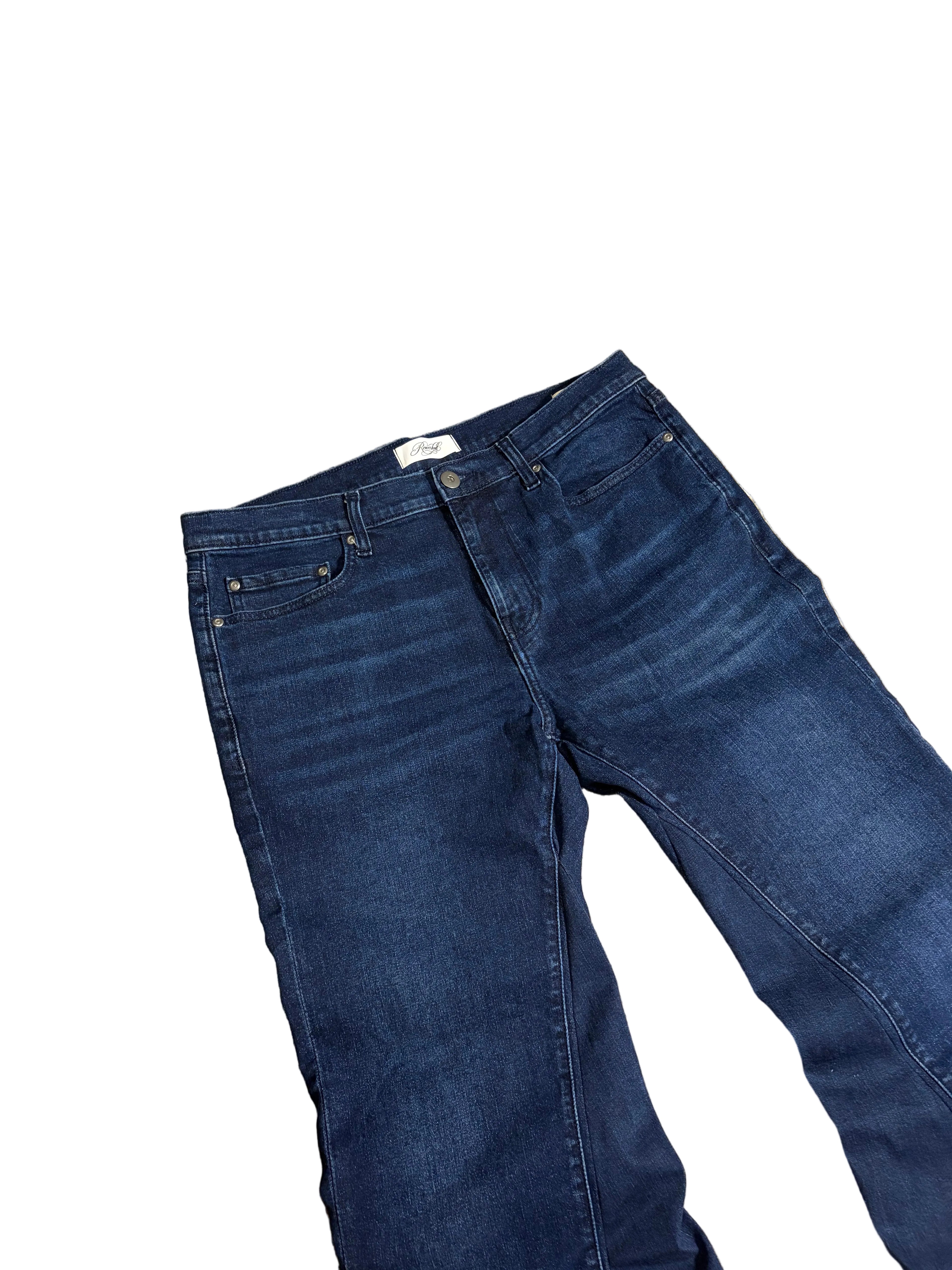 Dark blue flared jeans. Size: 34x32