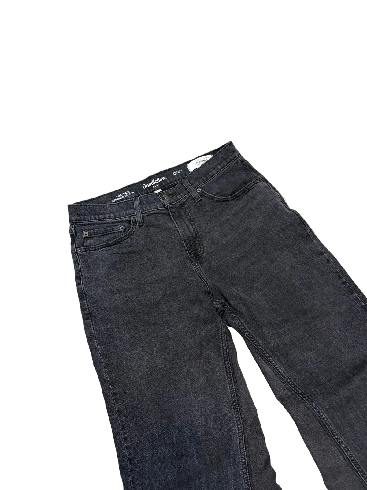Dark gray baggy bootcut jeans. Size: 32x32