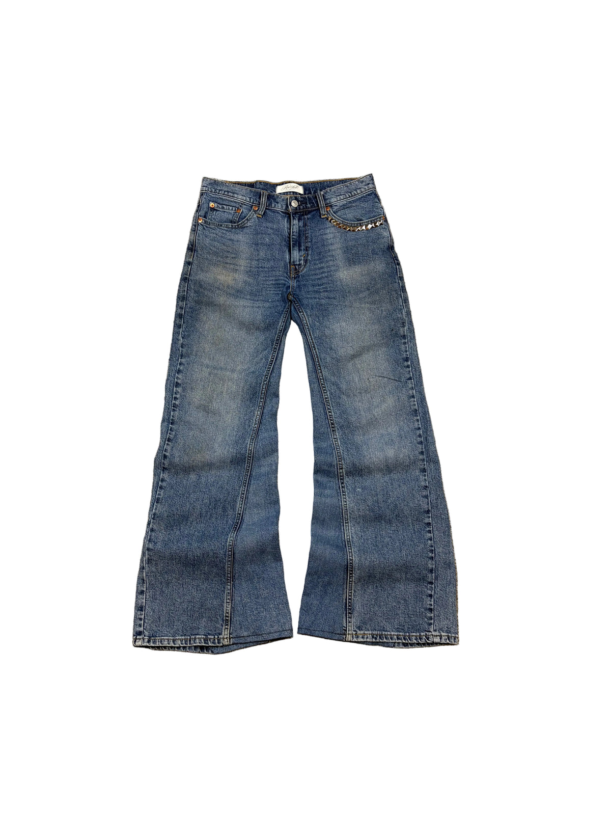 1of1 blue baggy bootcut jeans. Size: 30x32