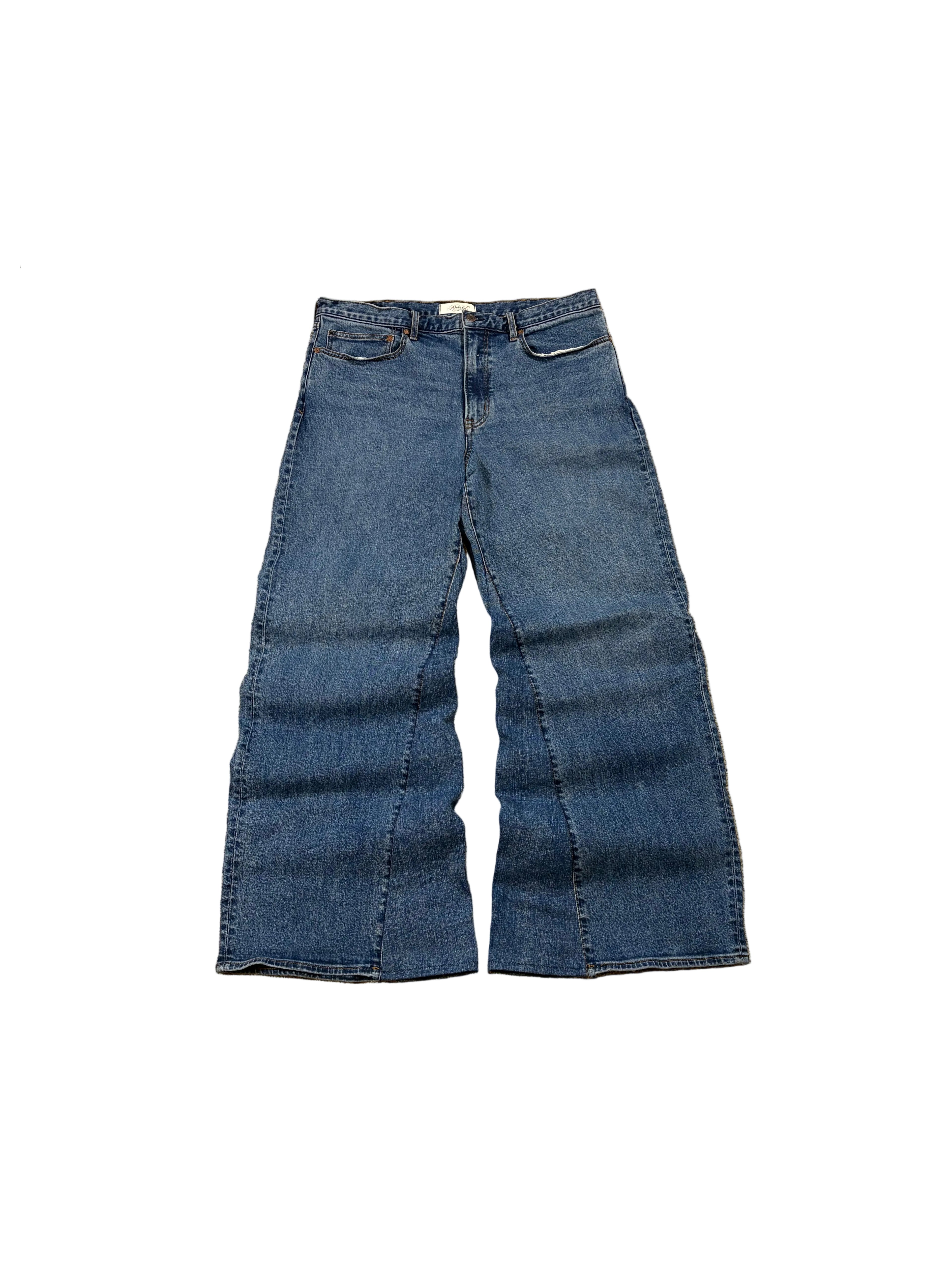 1of1 ultra baggy reworked jeans. Size: 36x34