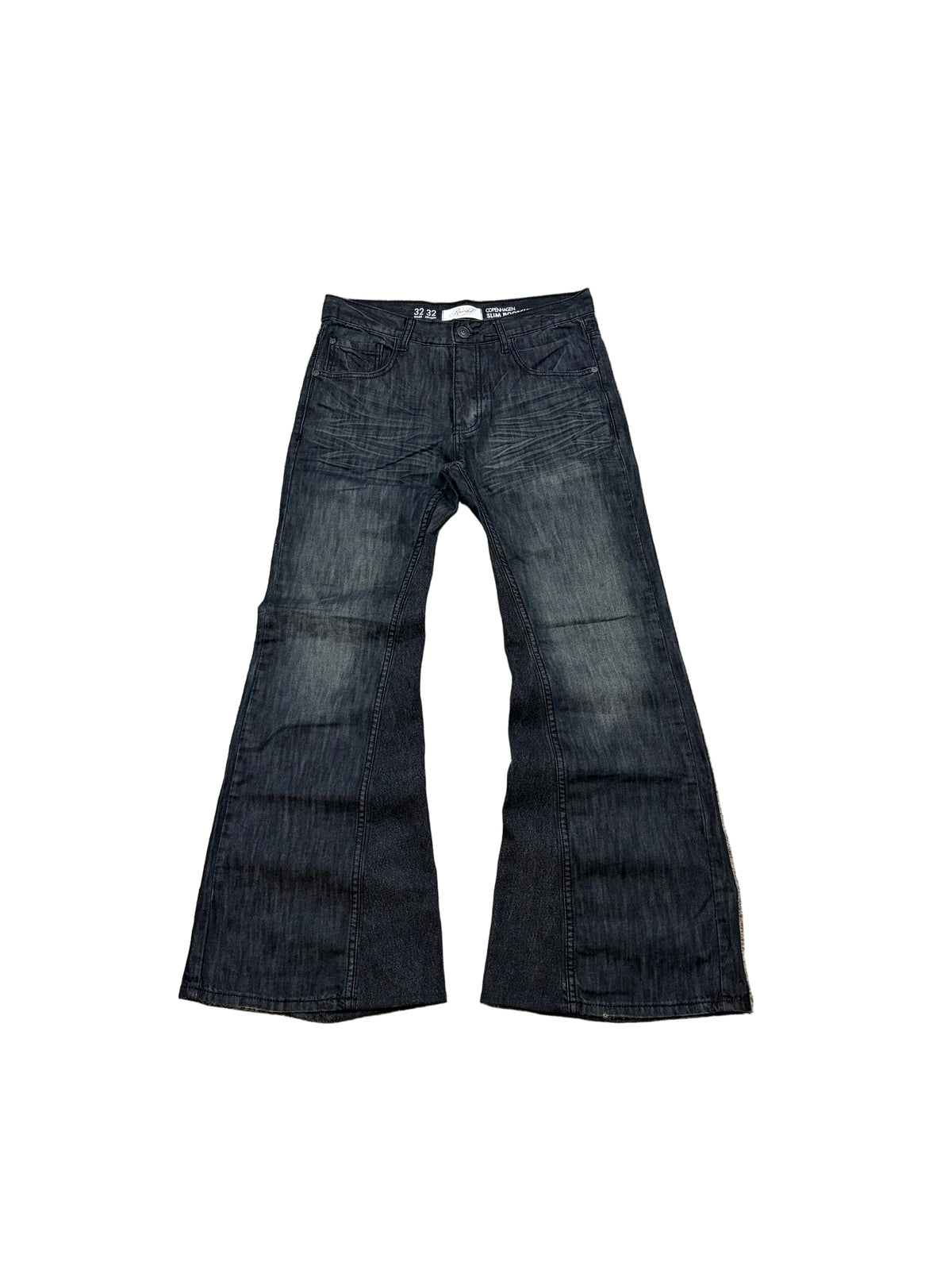 1of1 Black baggy bootcut jeans. Size: 32x32