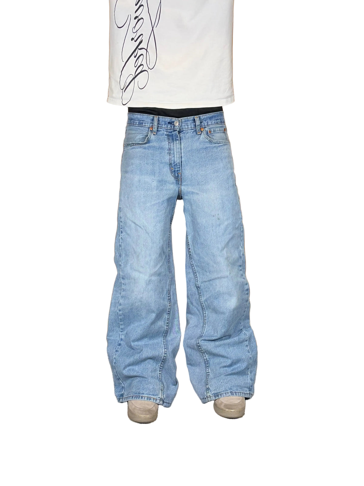 1of1 reworked baggy jeans. Size: 32x32