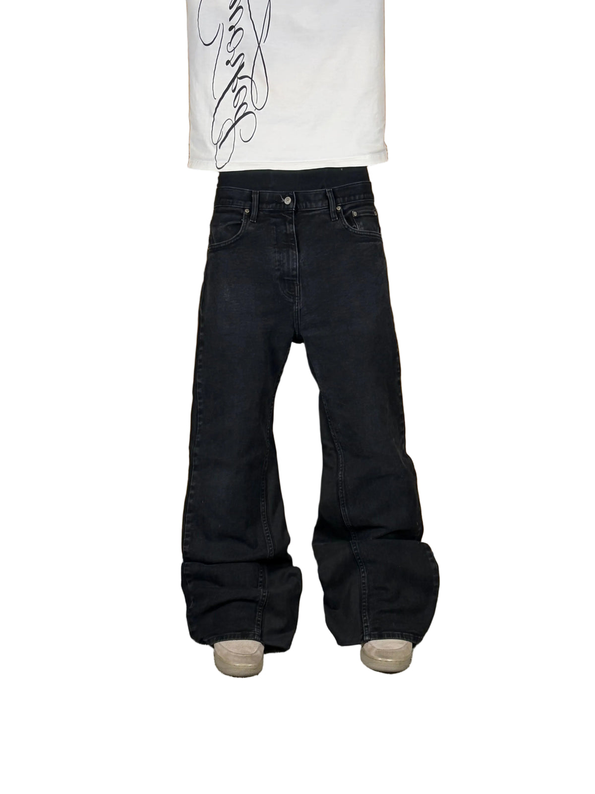 1of1 black baggy bootcut jeans. Size: 34x34