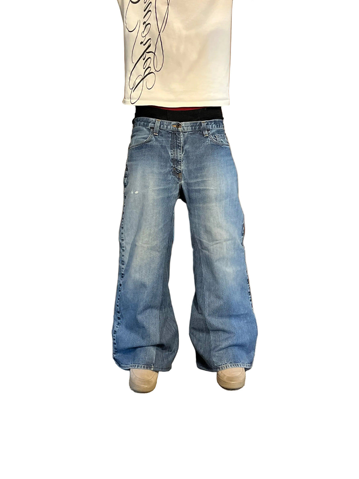 1 of 1 blue reworked baggy jeans. Size: 34x30
