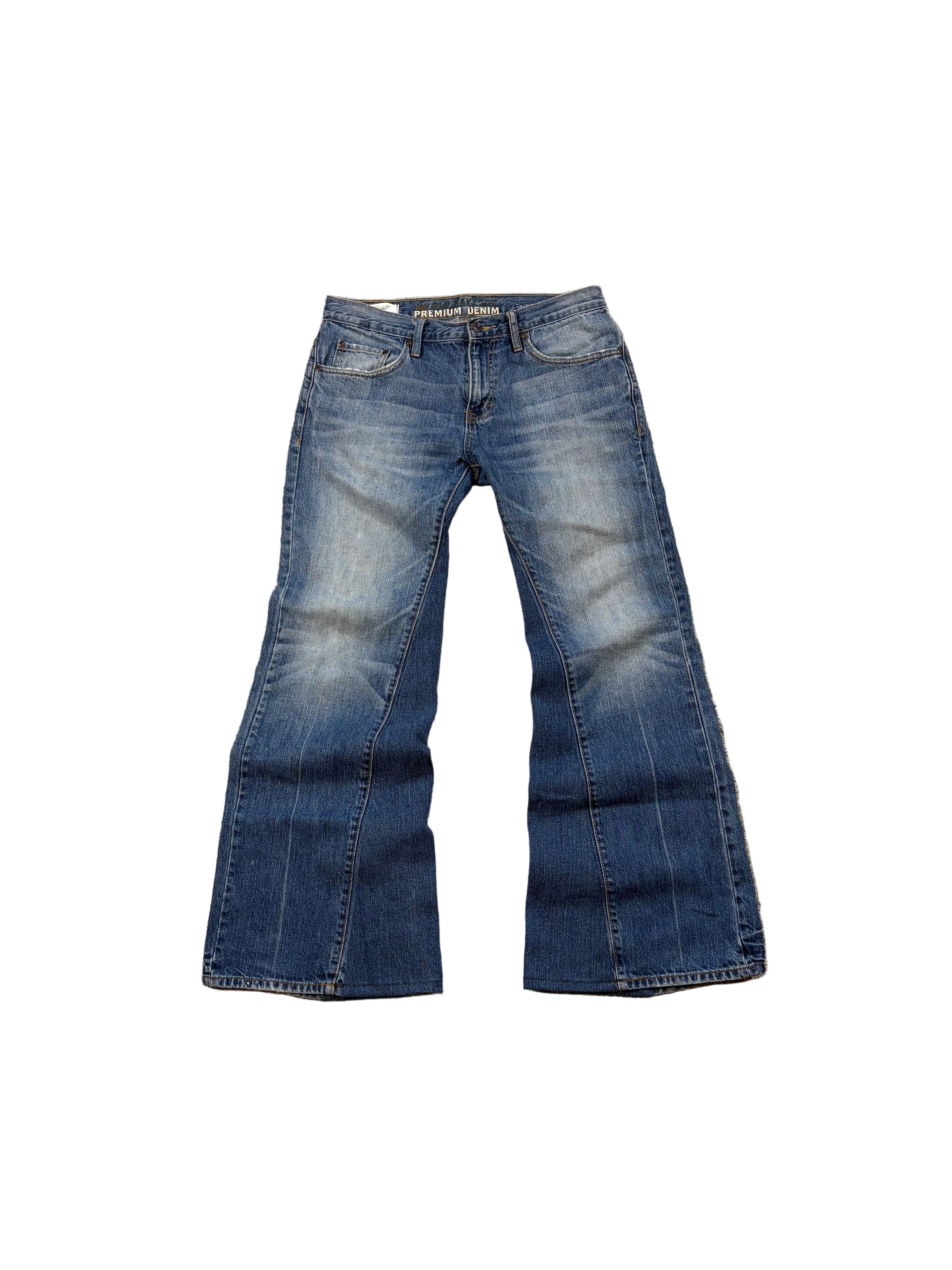 1of1 blue washed flared jeans. Size: 31x32