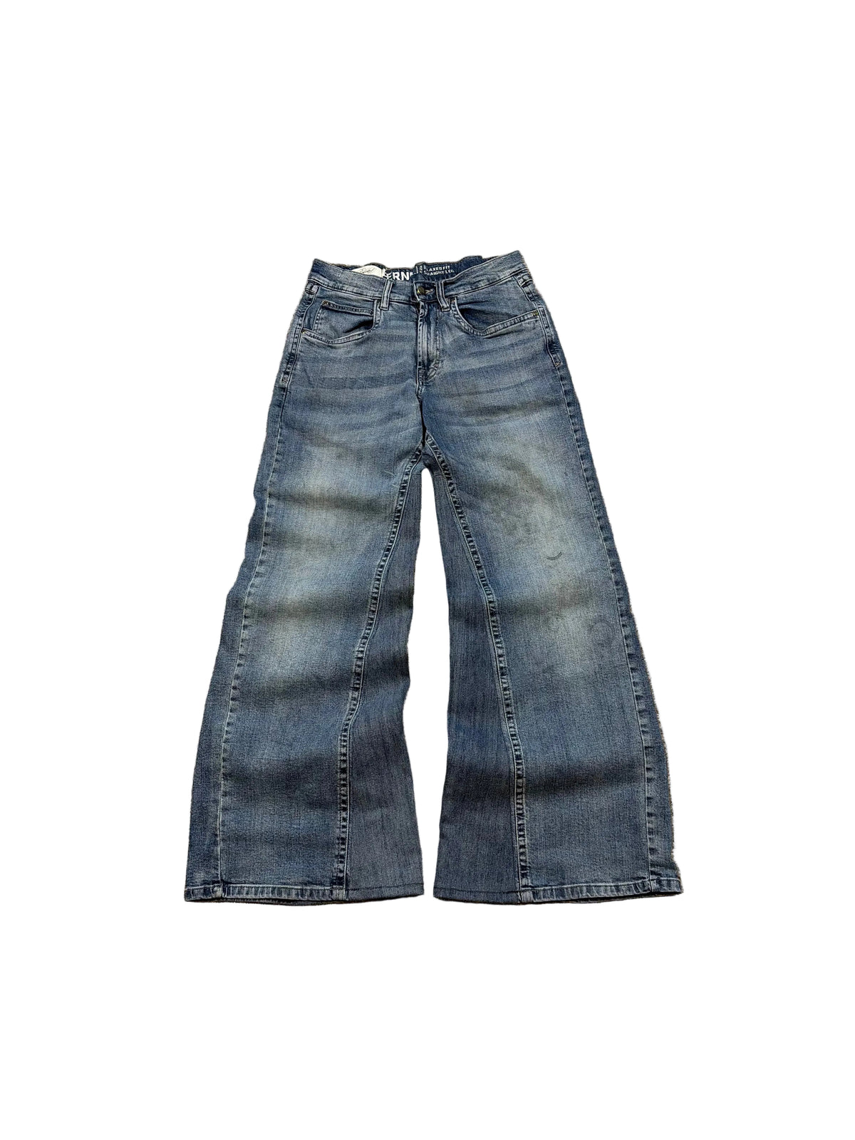 Vintage blue baggy bootcut jeans. Size: 30x34