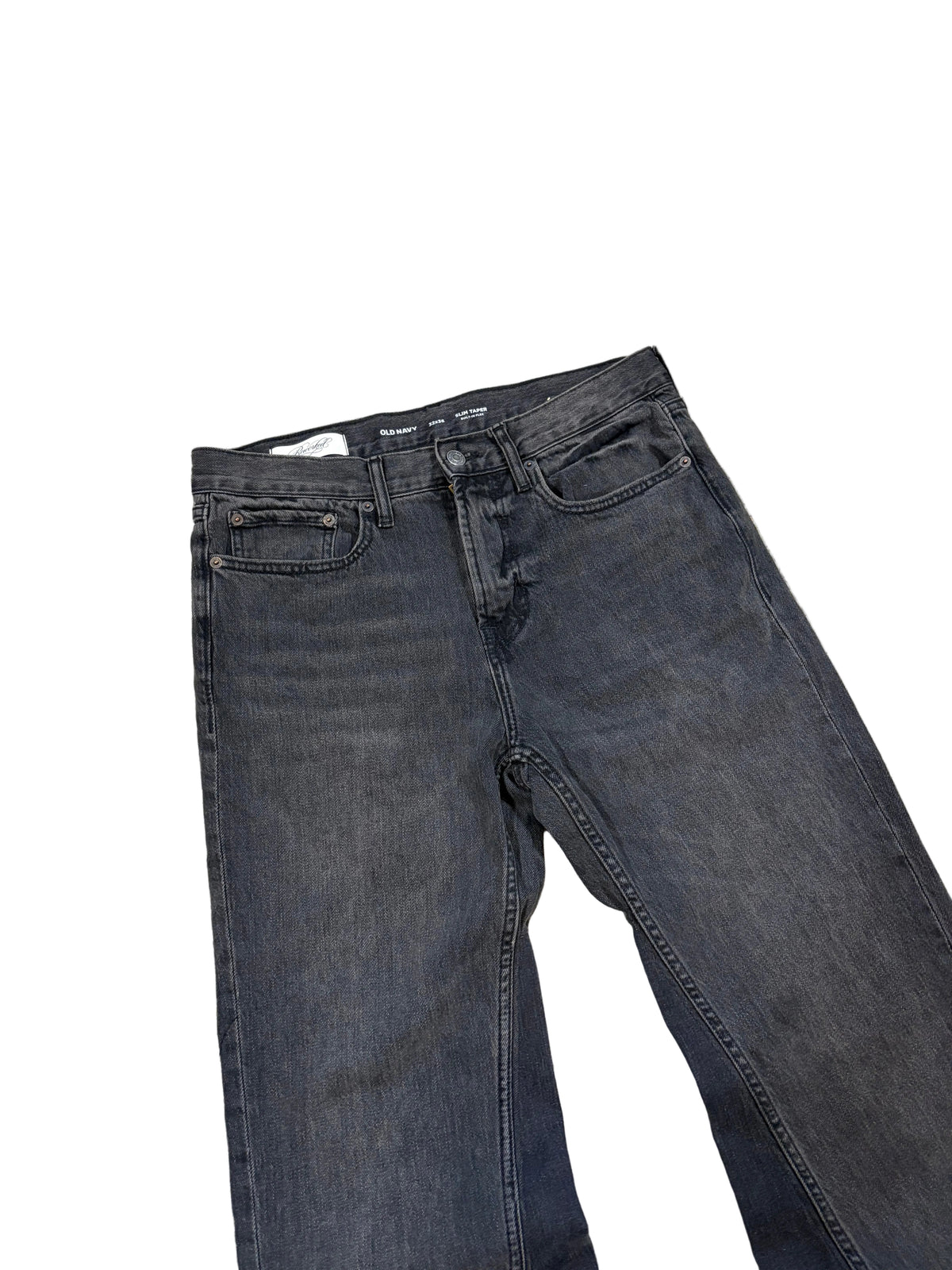 Black stacked flared jeans. Size: 32x36
