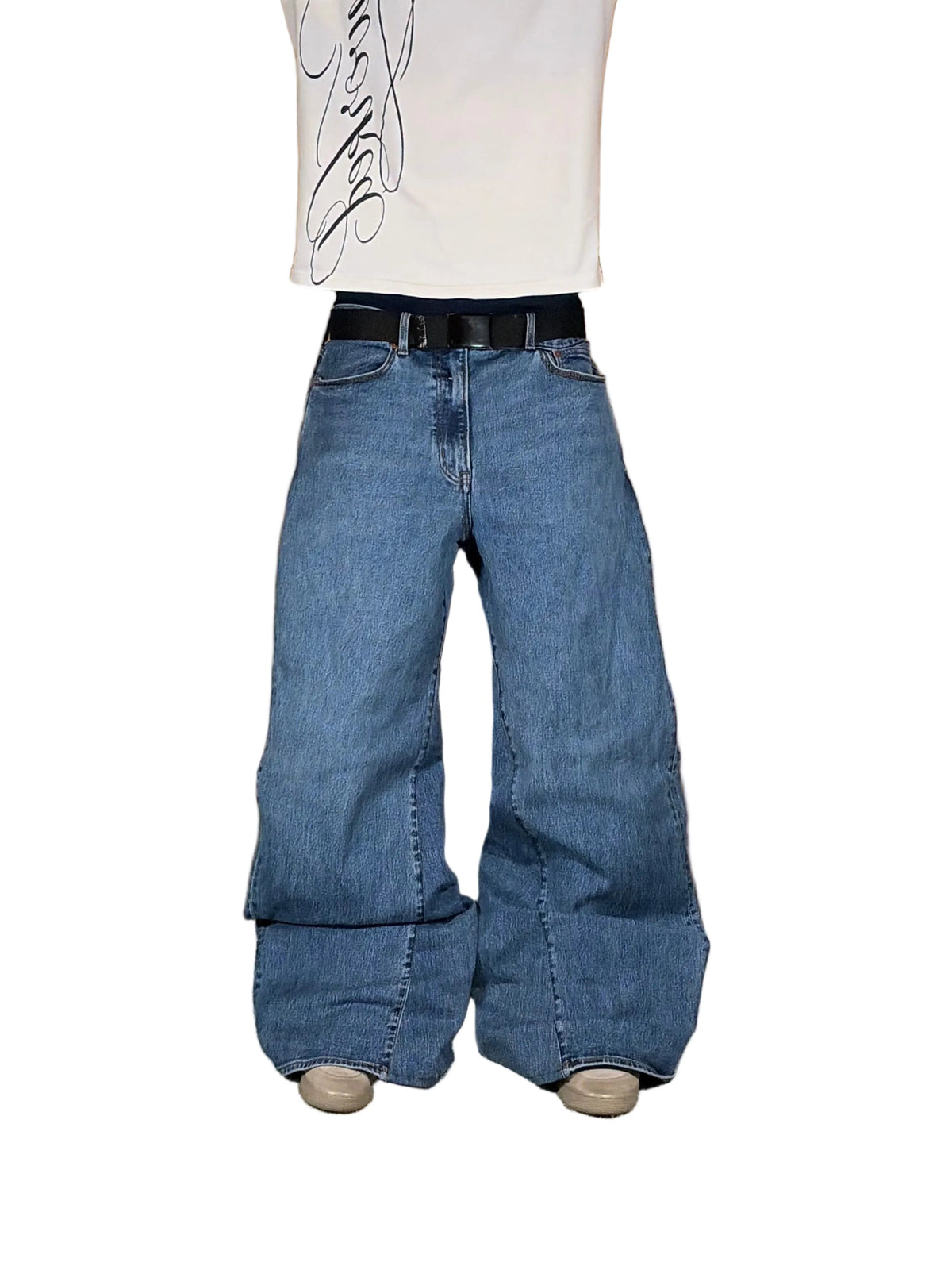1of1 ultra baggy reworked jeans. Size: 36x34