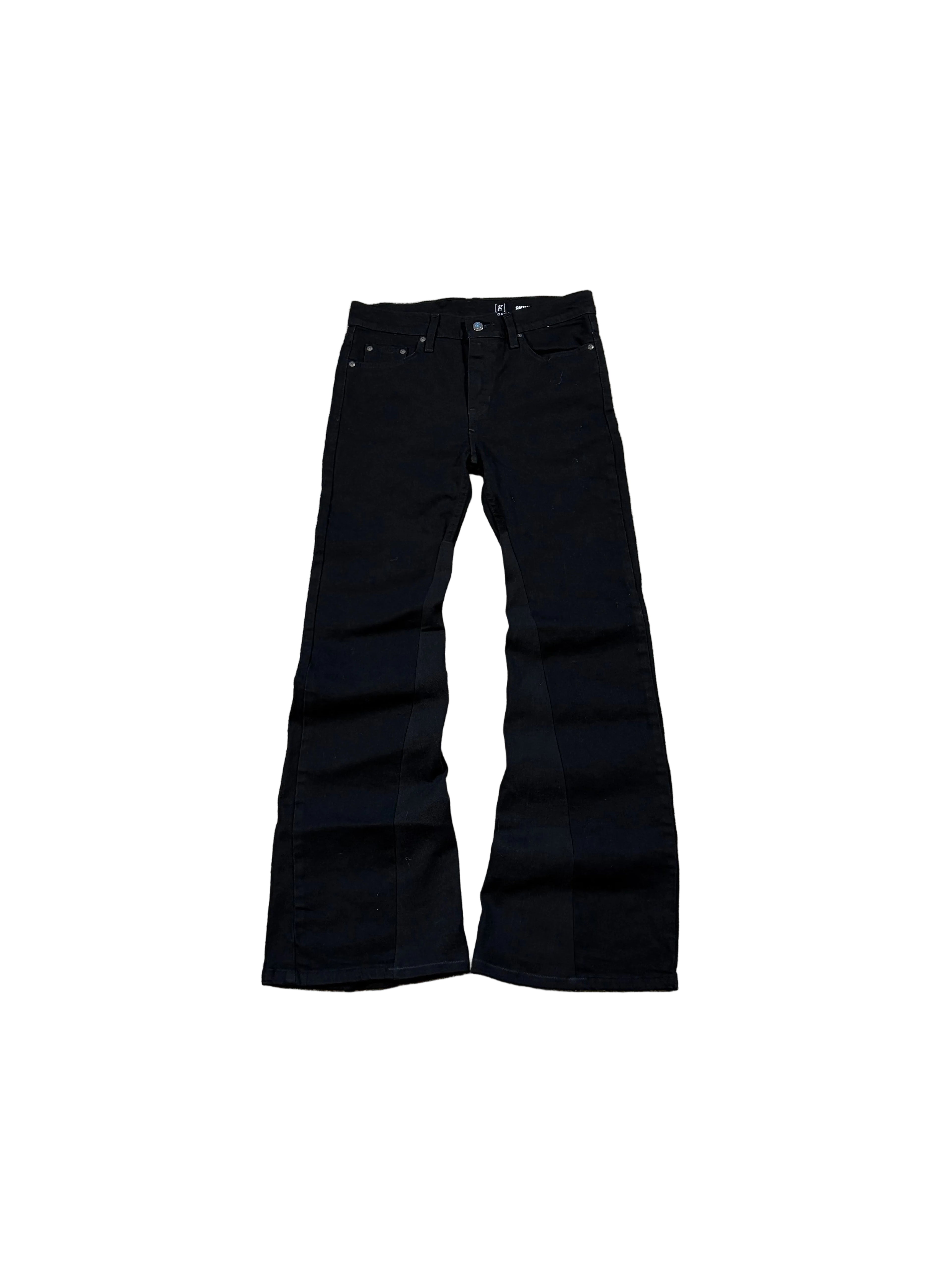 1of1 black reworked flared jeans. Size: 29x32