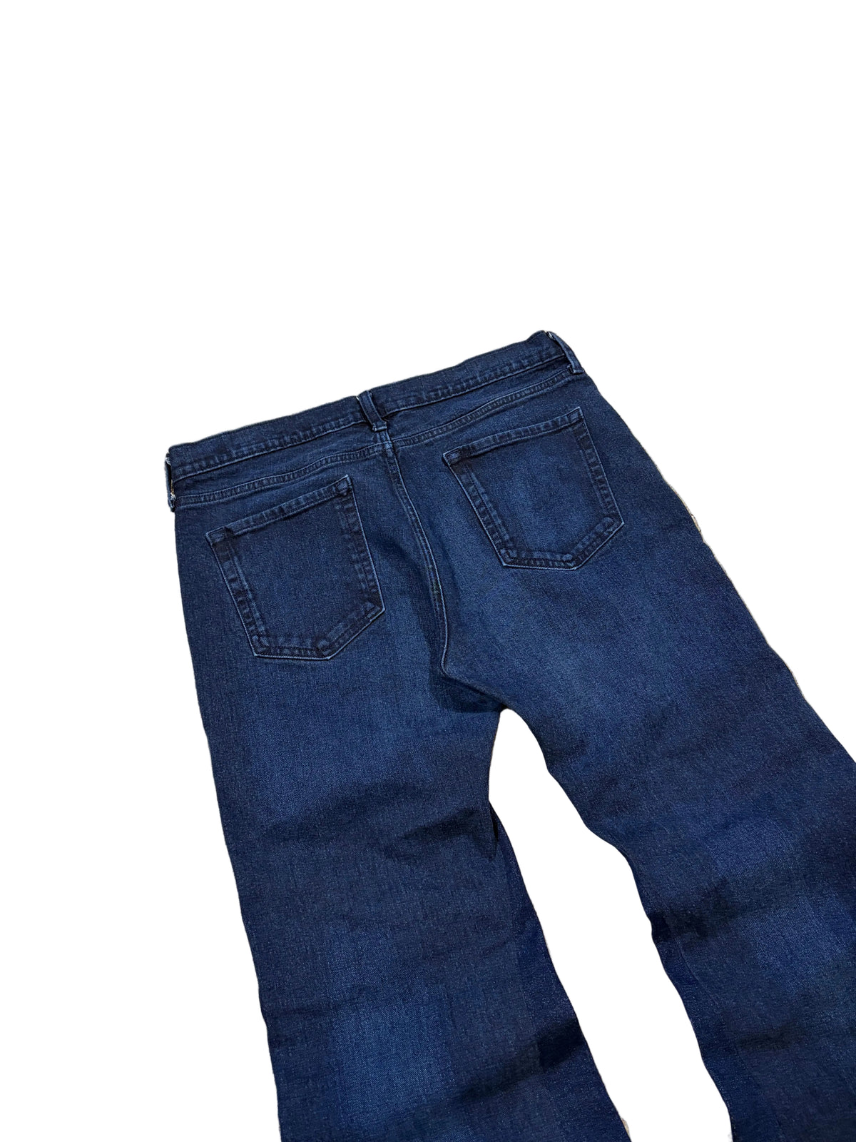 Dark blue flared jeans. Size: 34x32