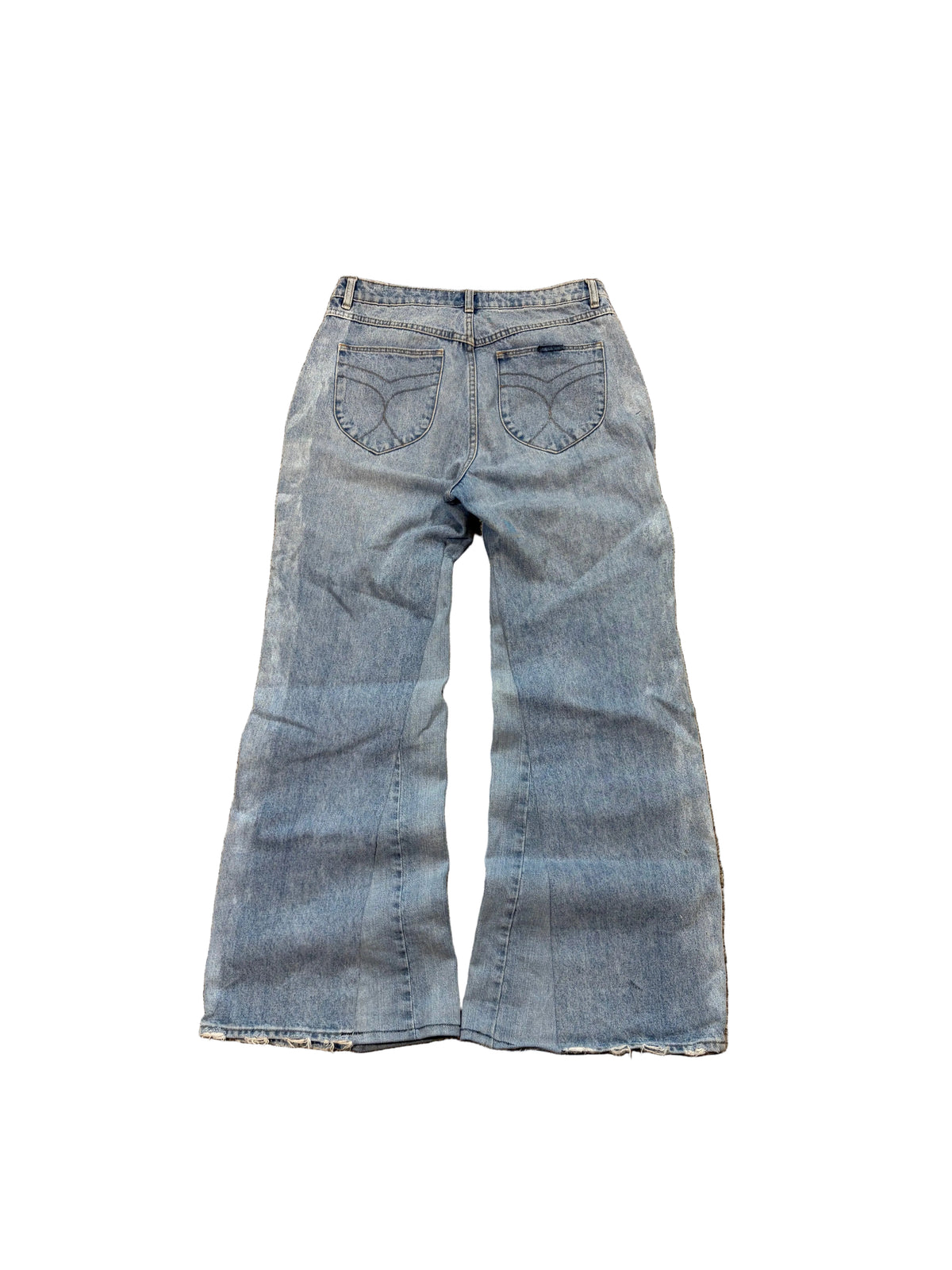 Light blue painted baggy jeans. Size: 31x32