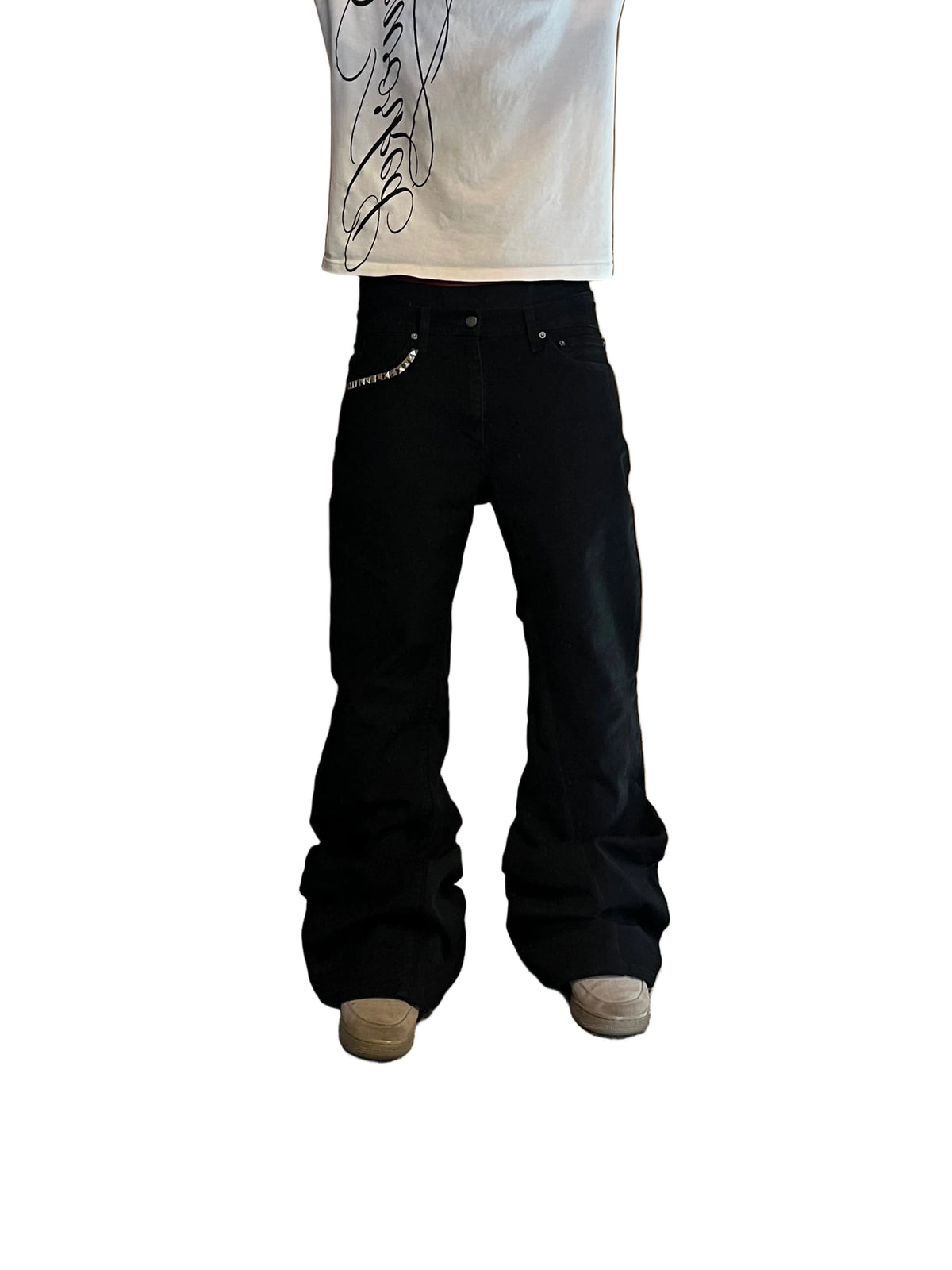 1of1 black flared jeans. Size: 34x34