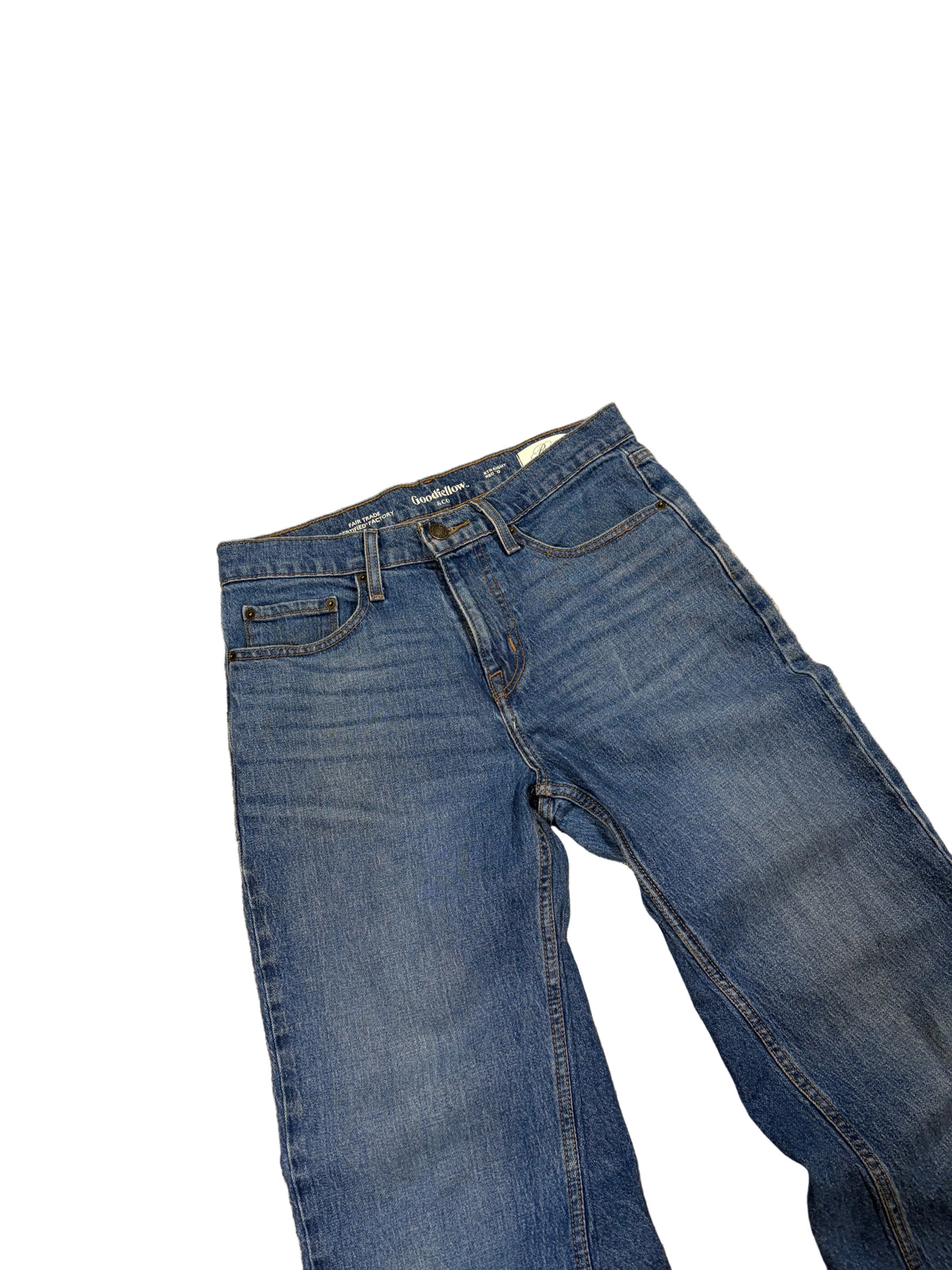 Blue baggy flared jeans. Size: 30x32