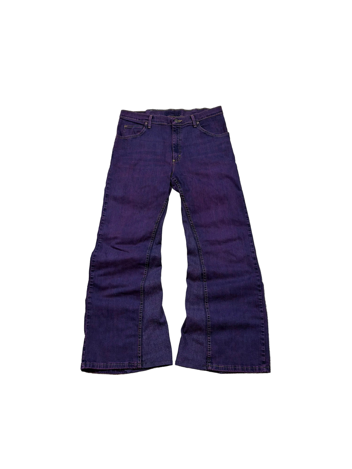 1of1 color purple baggy bootcut jeans. Size: 34x32