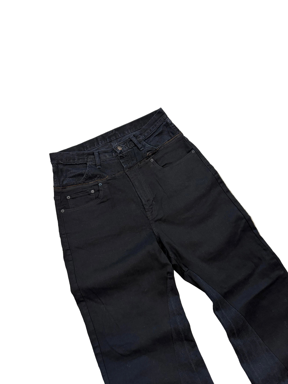1of1 jet black baggy double waist jeans. Size: 32x32