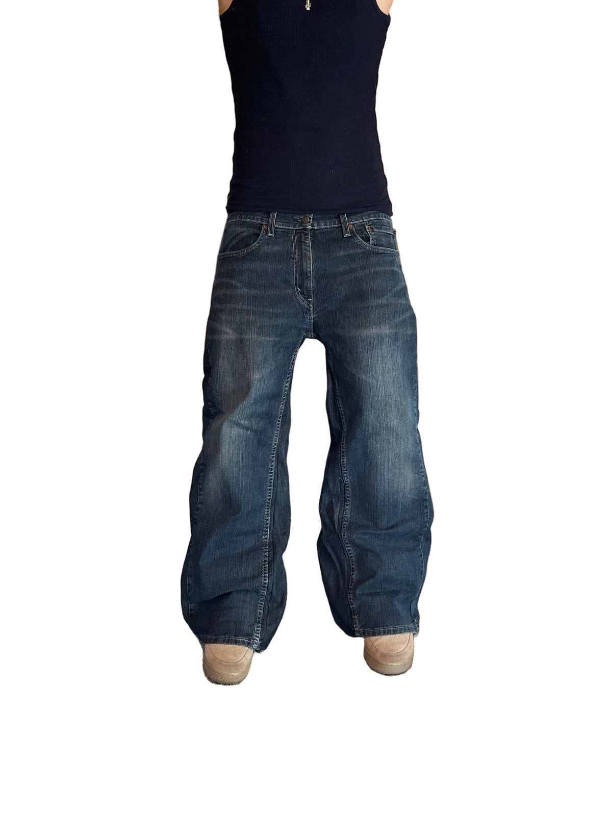 1of1 dark blue reworked jeans. Size: 34/30