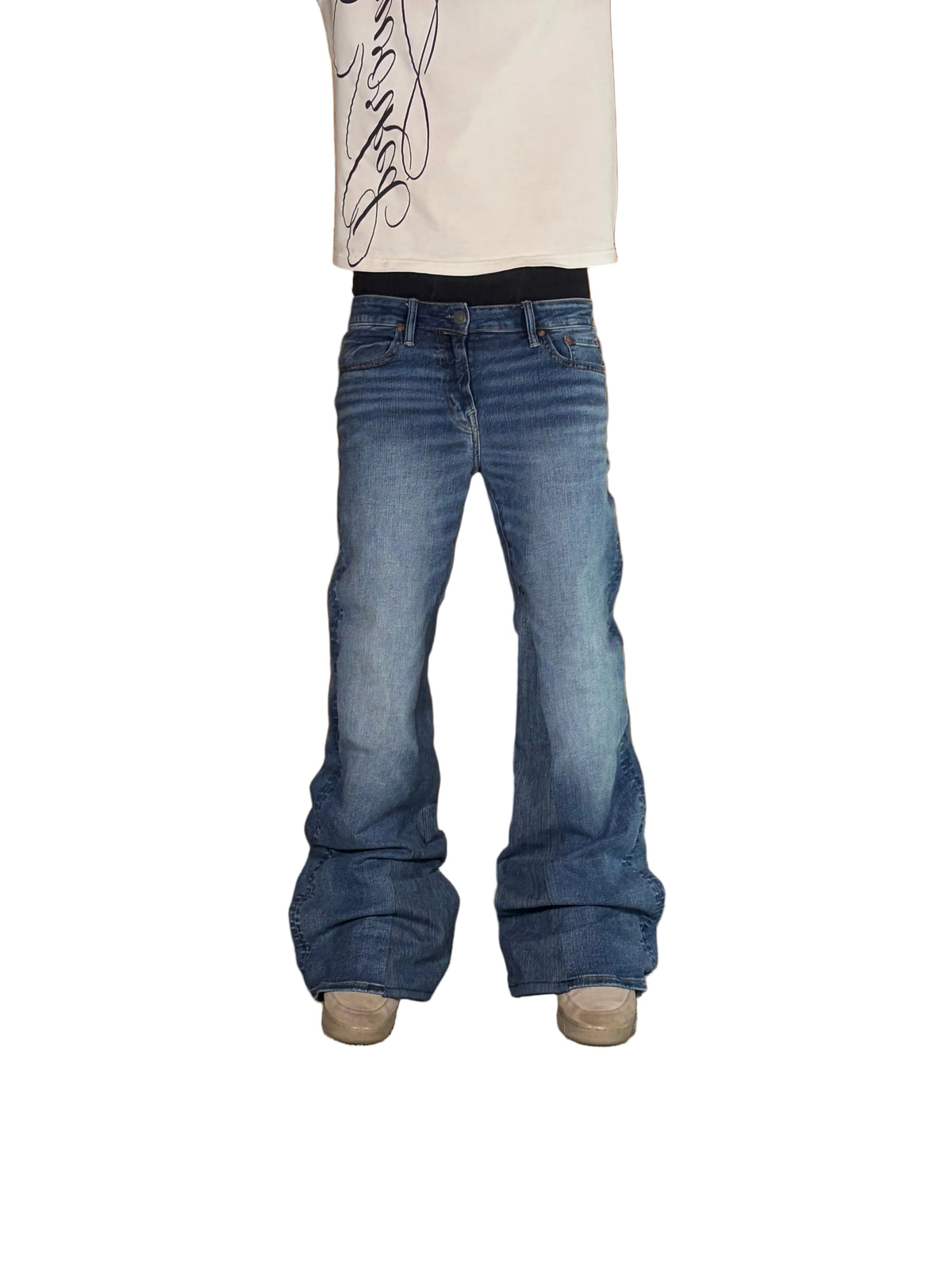 1of1 Blue washed flared jeans. Size: 30x36