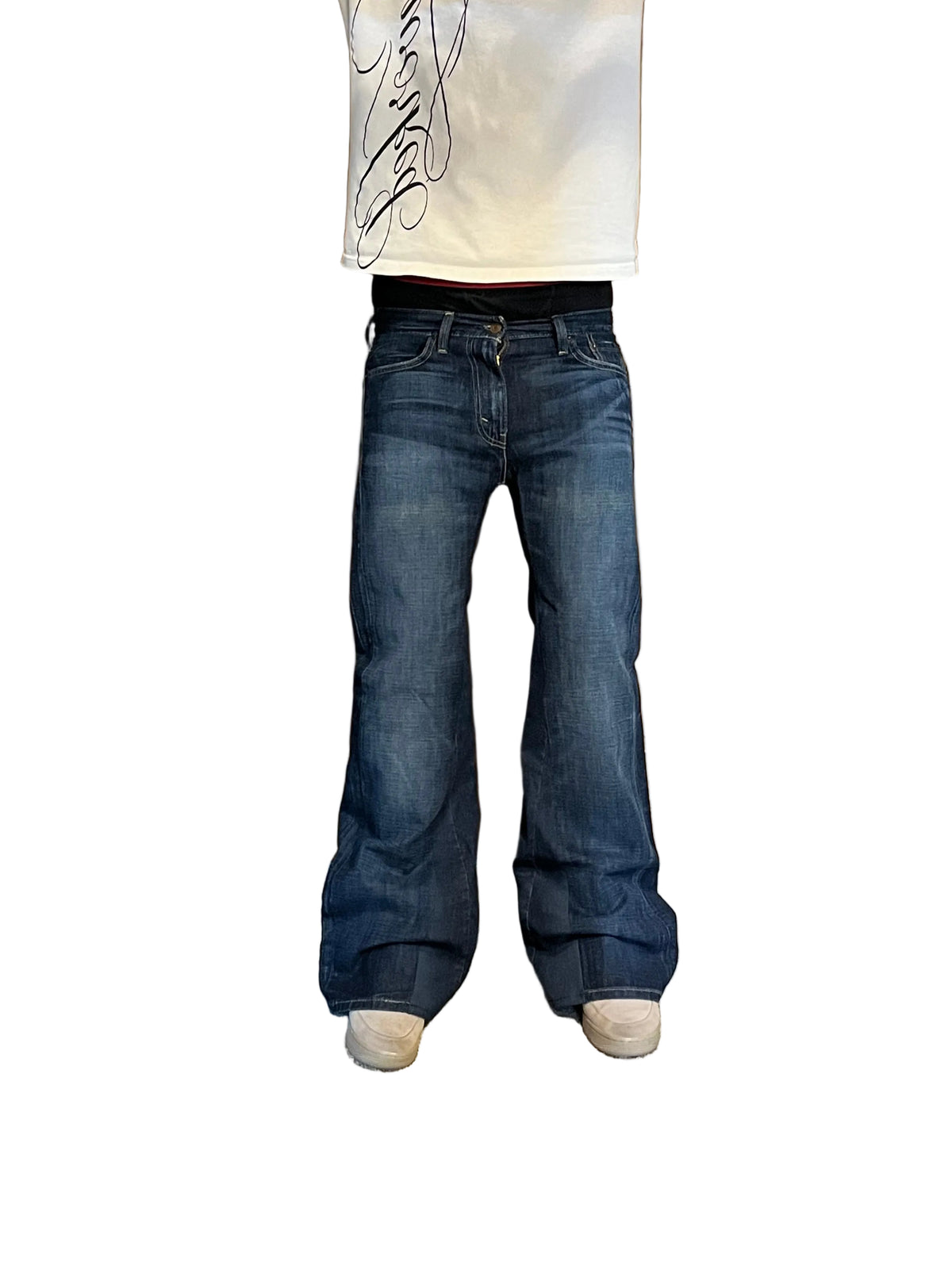 1of1 dark blue flared jeans. Size: 30x32