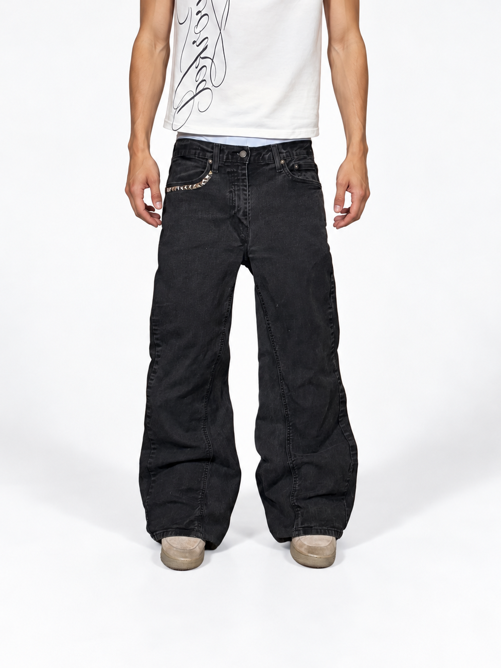1of1 reworked black bootcut jeans. Size: 34x32