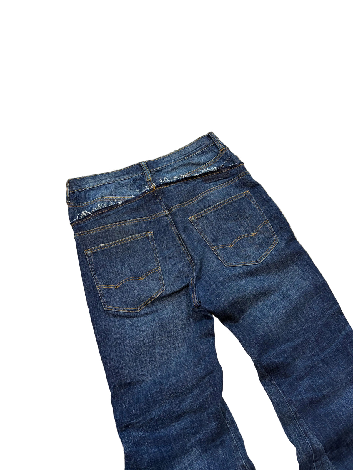 1of1 navy blue double waist jeans. Size: 33x30