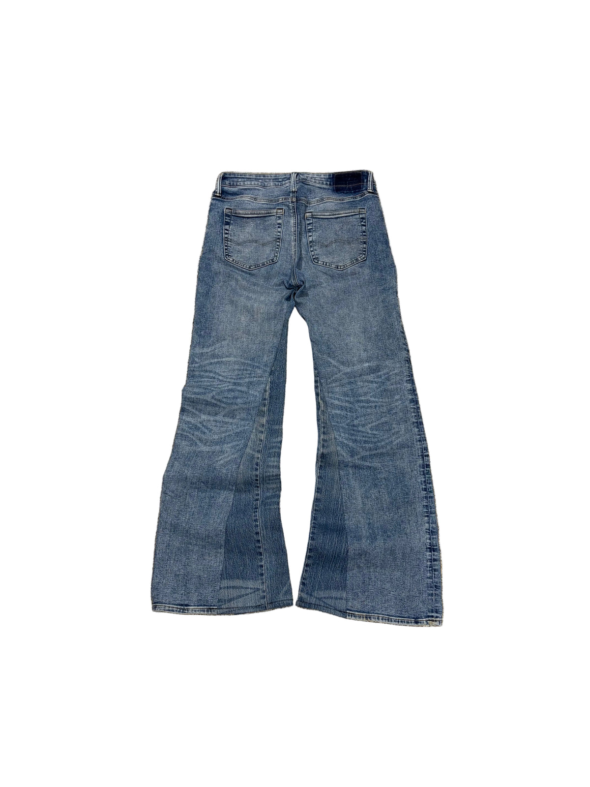 Blue stacked baggy bootcut jeans. Size: 30x34