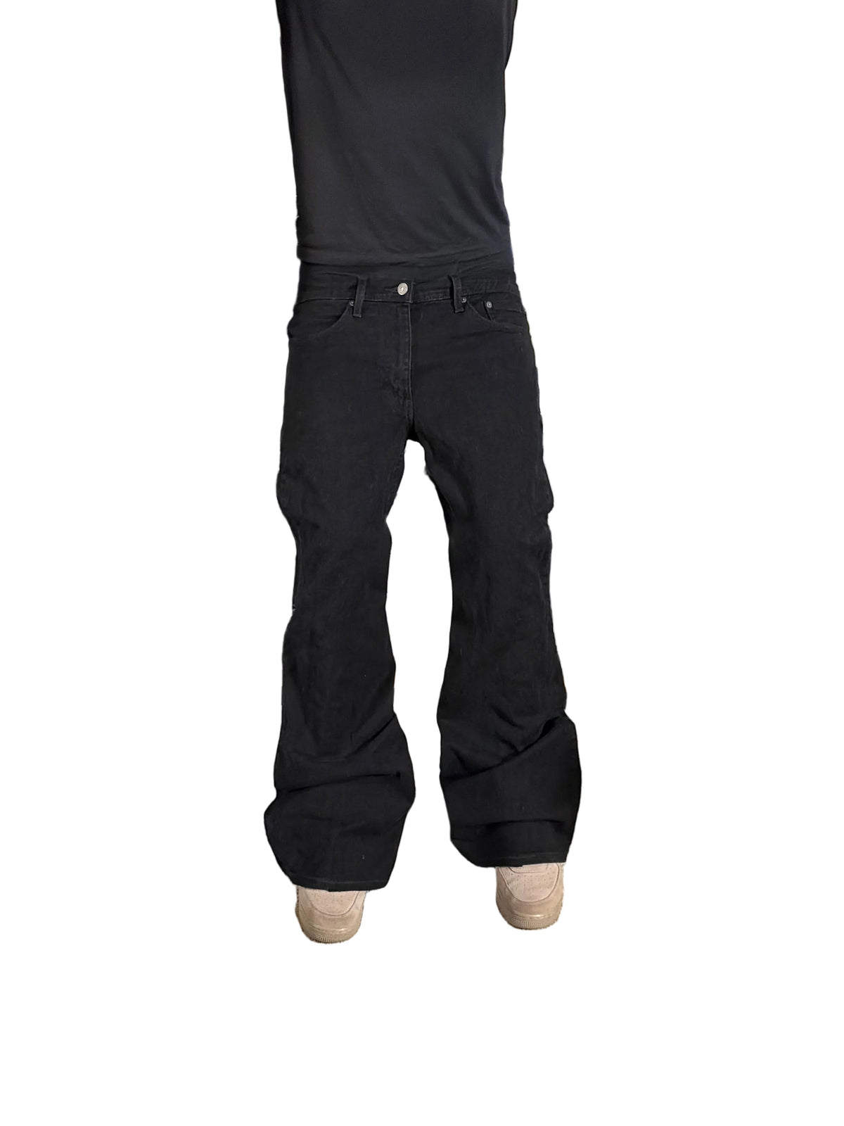 Black flared jeans. Size: 34x34