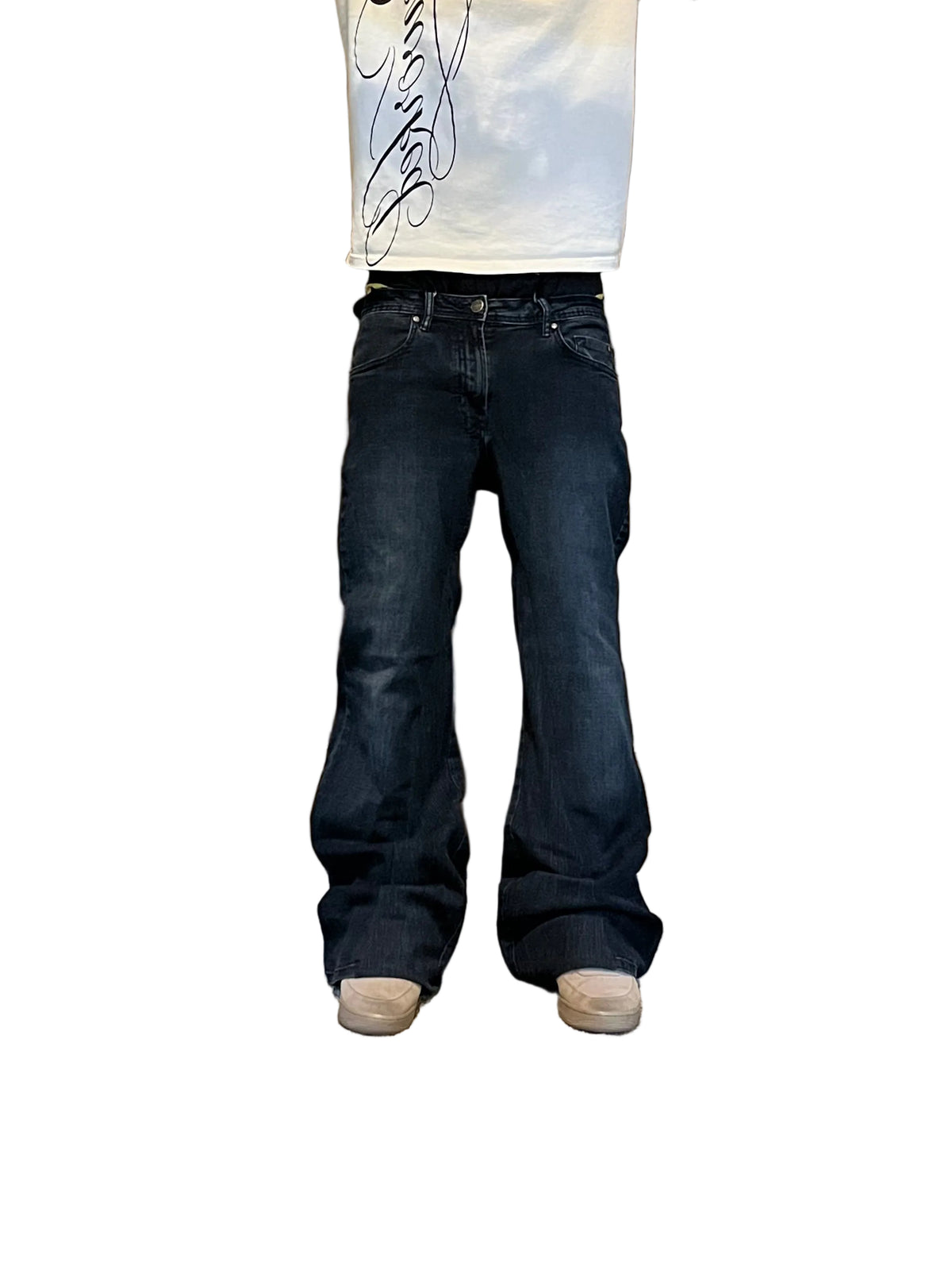 1 of 1 Dark blue reworked flared jeans. Size: 34x34