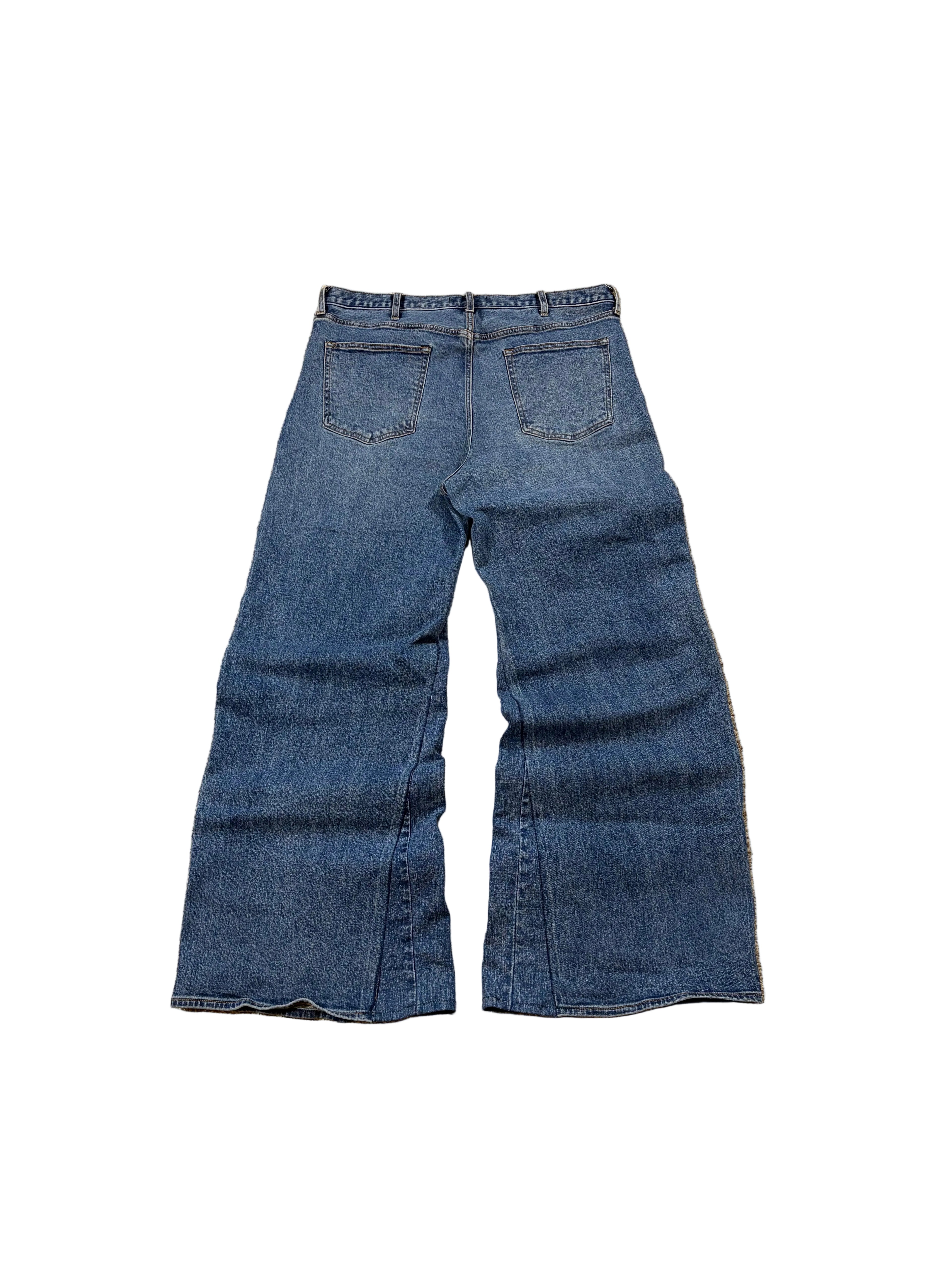 1of1 ultra baggy reworked jeans. Size: 36x34