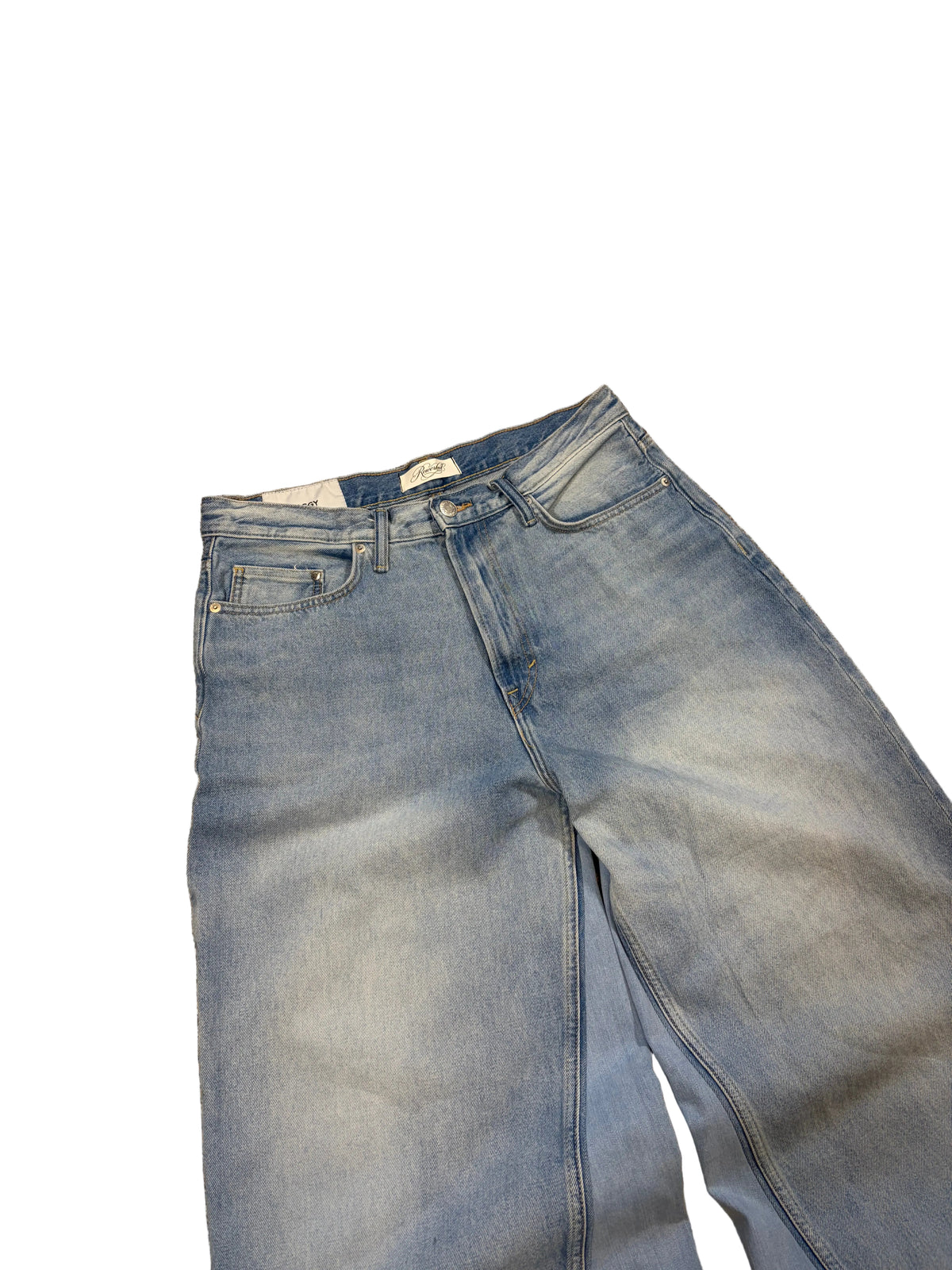 Extremely baggy light blue reworked H&M jeans. Size: 32x32