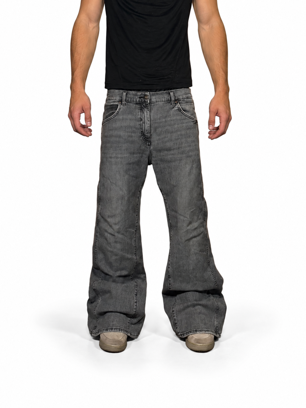 1of1 gray baggy bootcut jeans. Size: 34x32