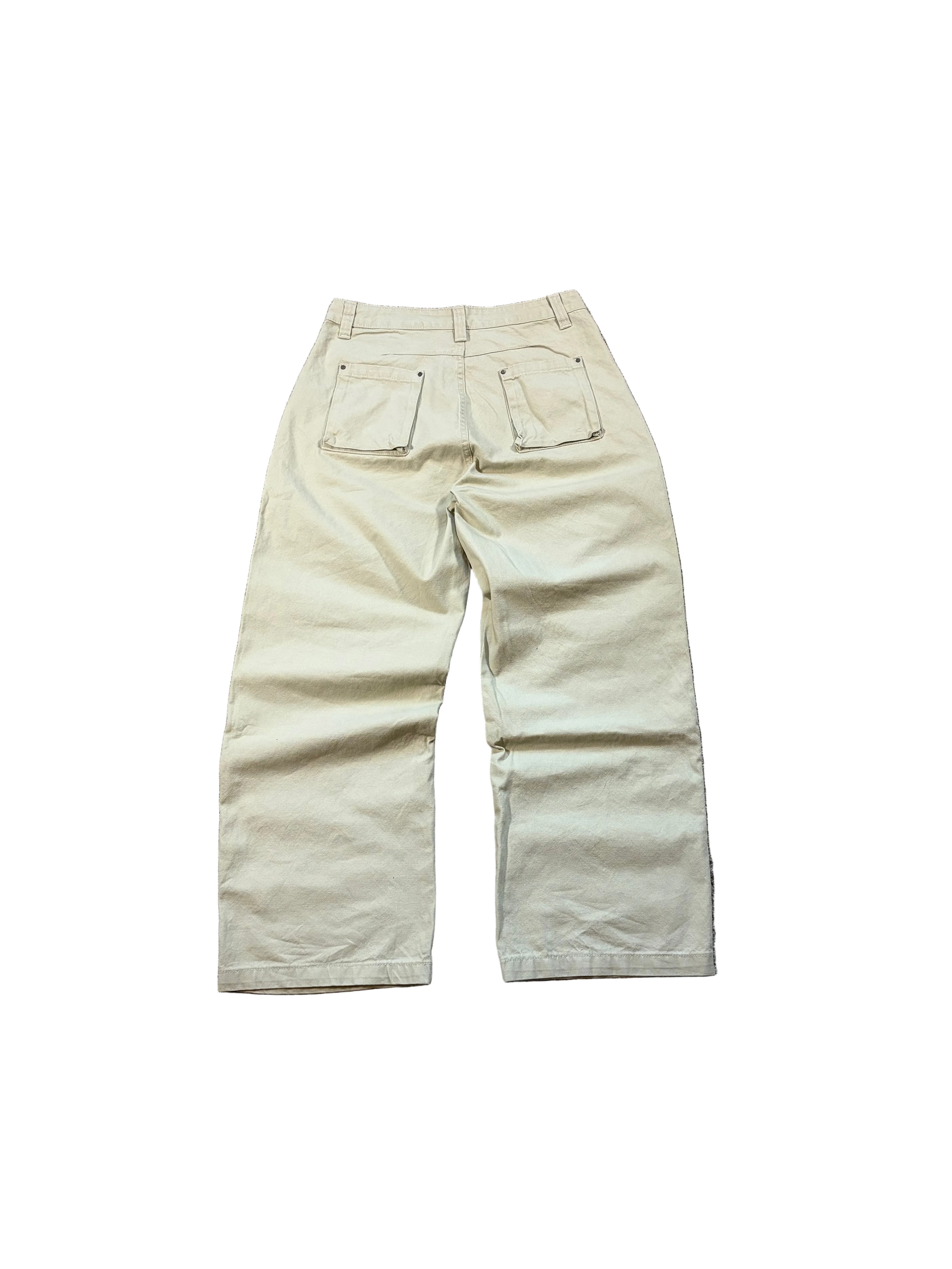 Baggy cream cargo ESSENTIAL pants with studs