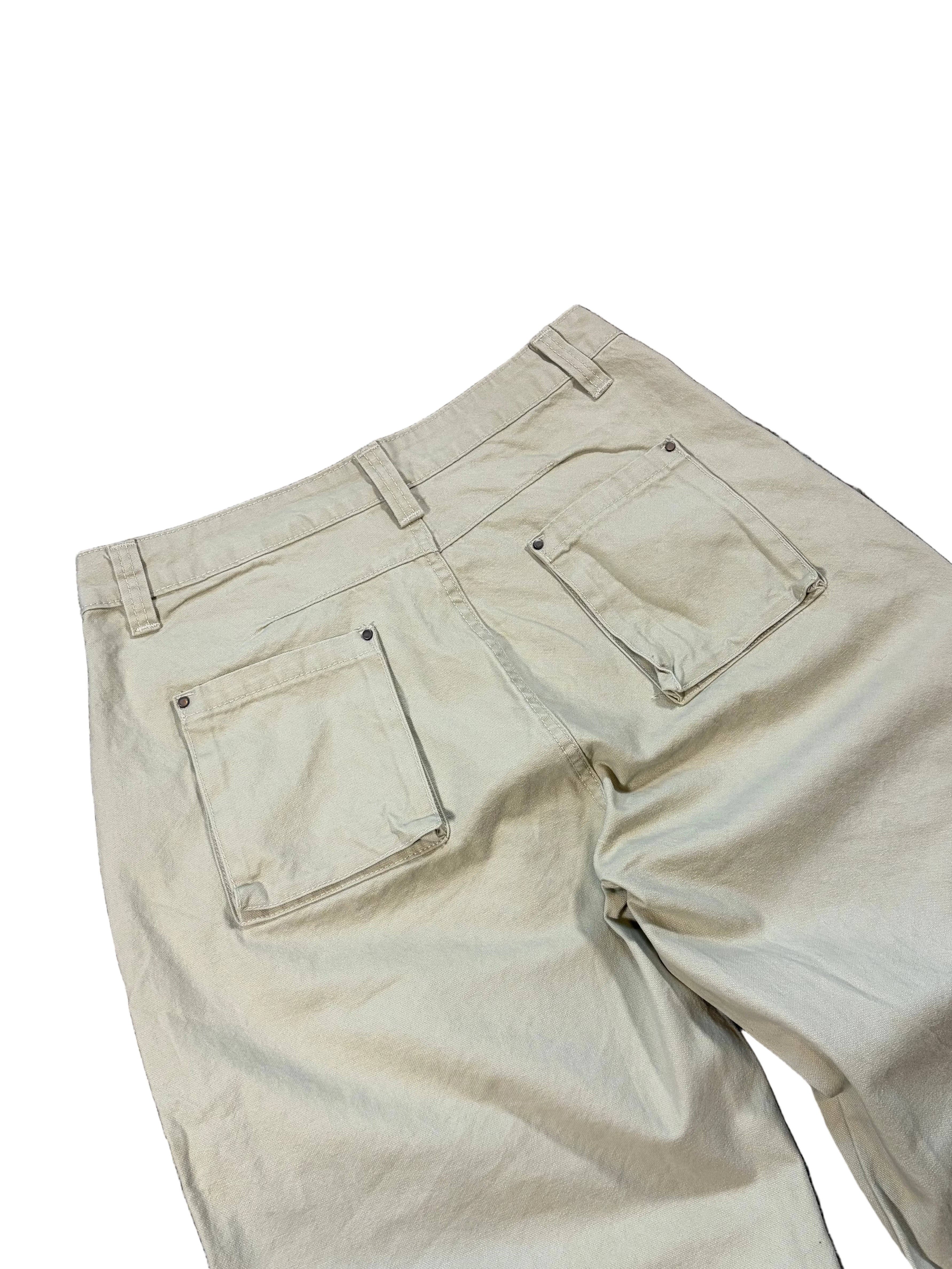 Baggy cream cargo ESSENTIAL pants with studs