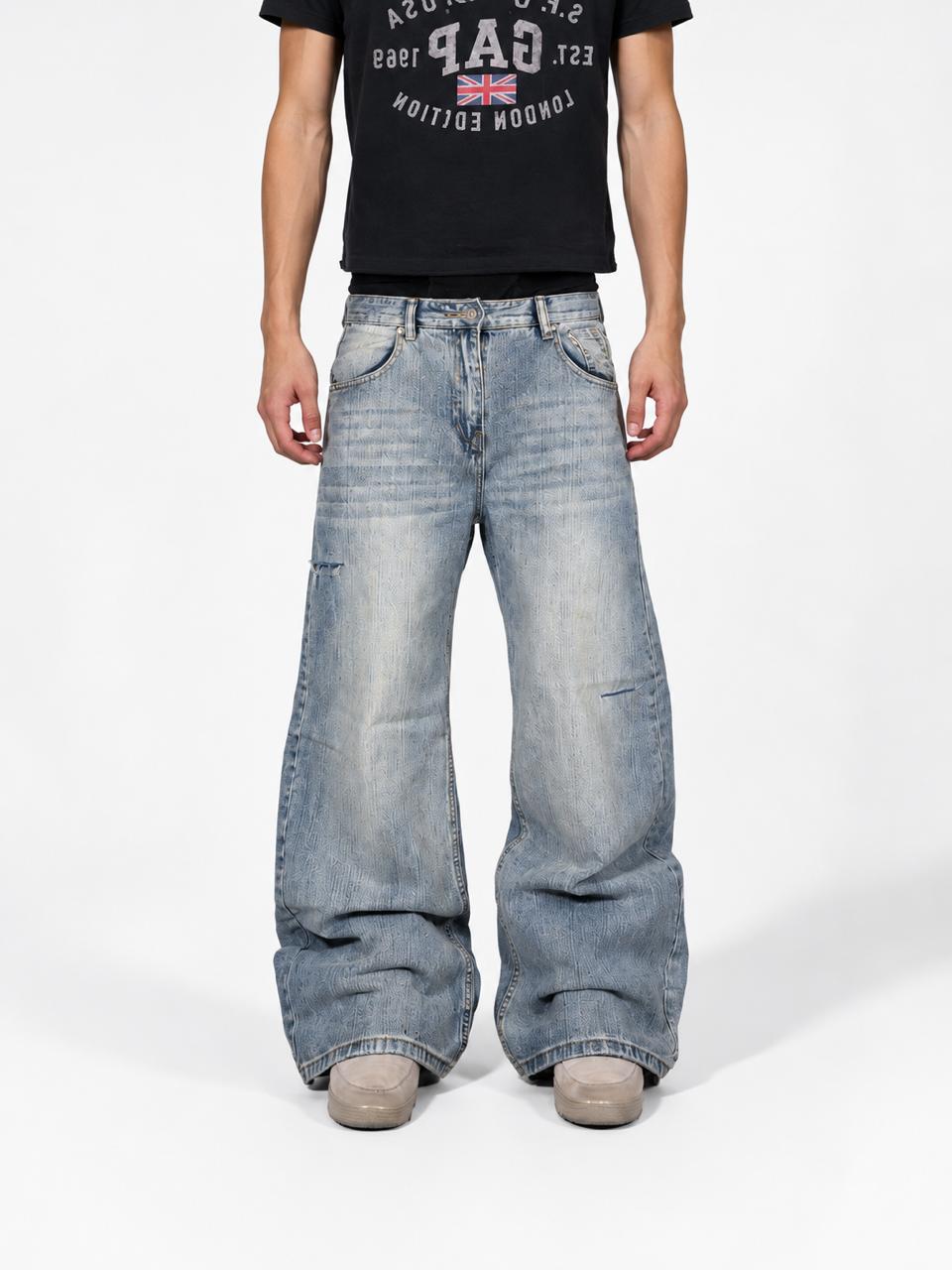 Vintage blue ripped baggy ESSENTIAL jeans