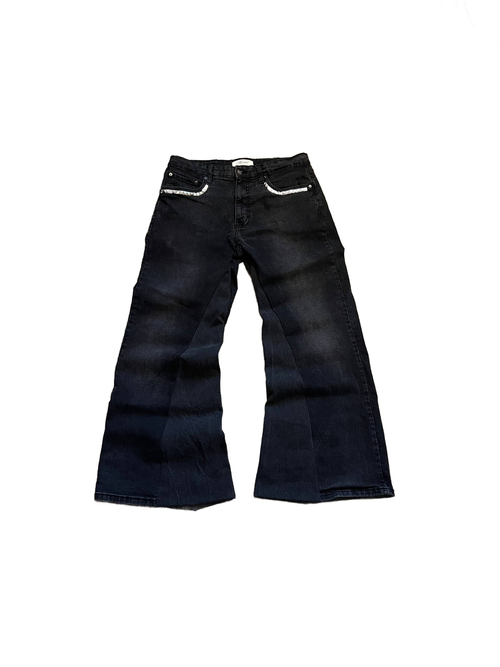 1of1 Black reworked flared jeans. Size: 34/30